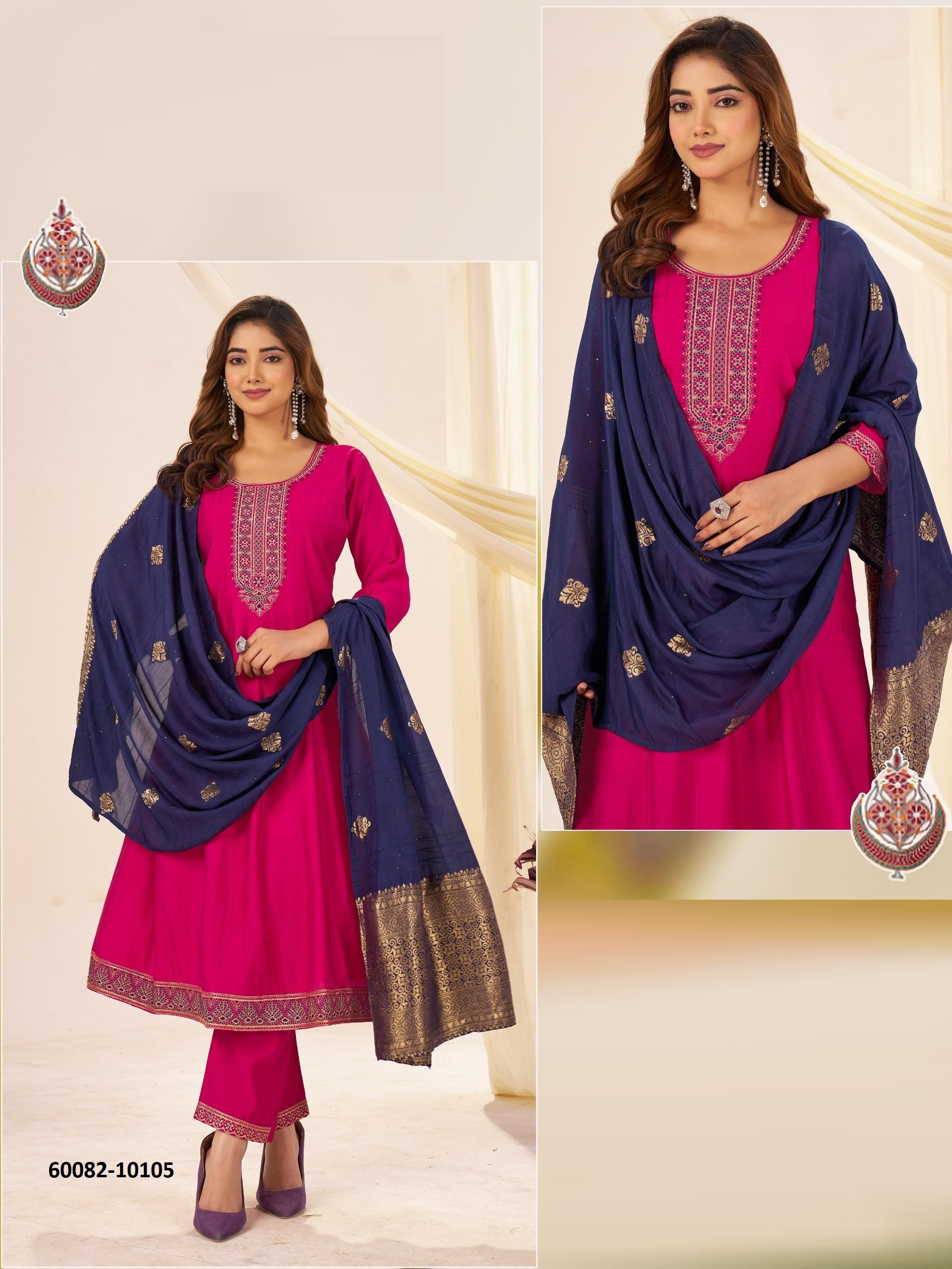 TAJ MAHAL 10 - Catalog # 60082 (Set of 6 Readymade Salwar Suits) by Brand BLUE HILLS