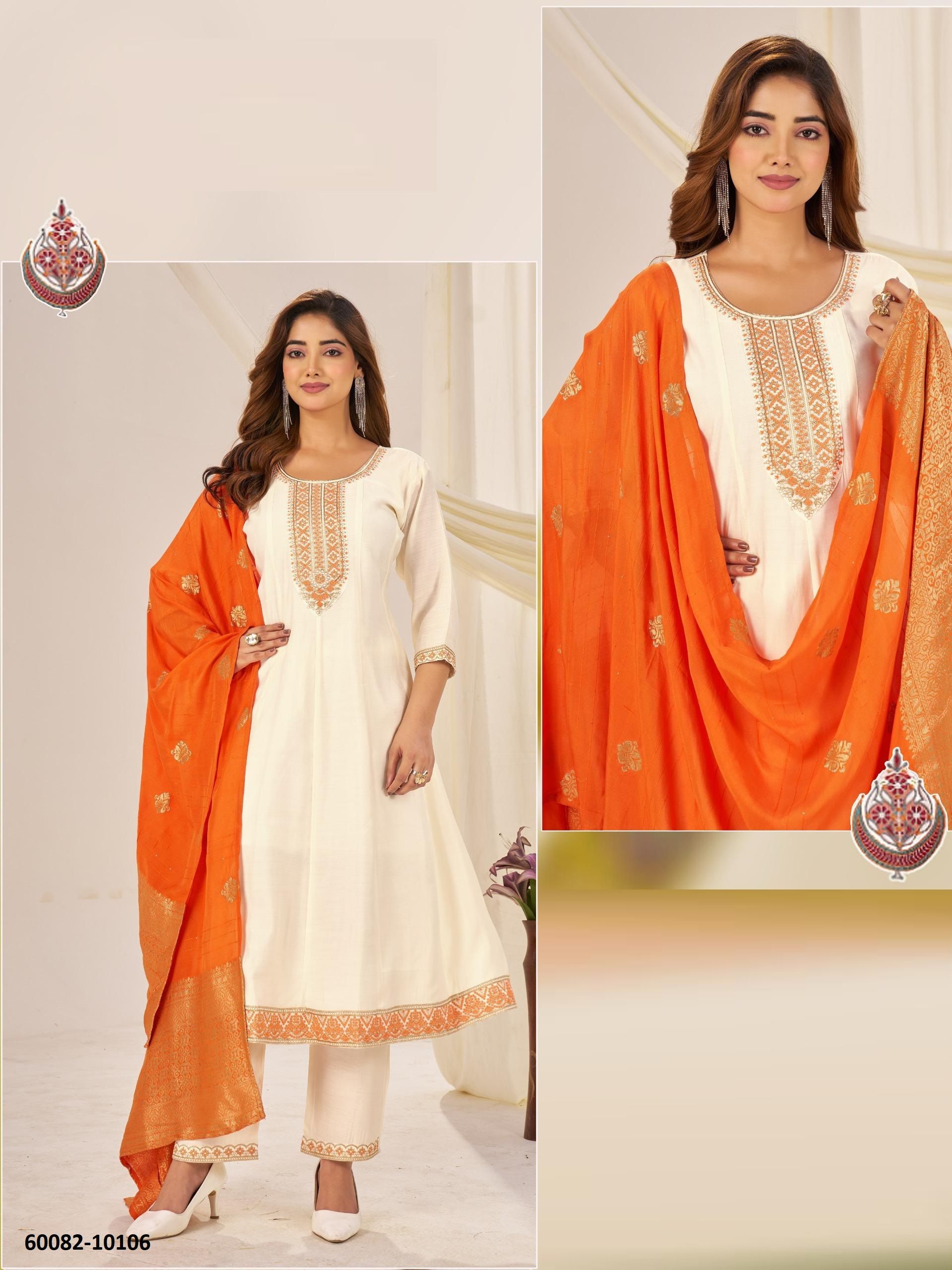 TAJ MAHAL 10 - Catalog # 60082 (Set of 6 Readymade Salwar Suits) by Brand BLUE HILLS
