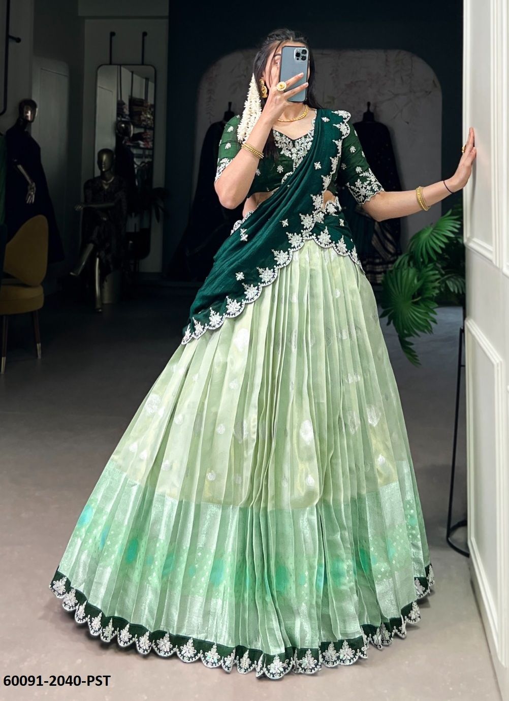 ONAM SPECIAL 2024 - Catalog # 60091 (Set of 4 Semi-Stitched Lehengas) by Brand MEHERIYA