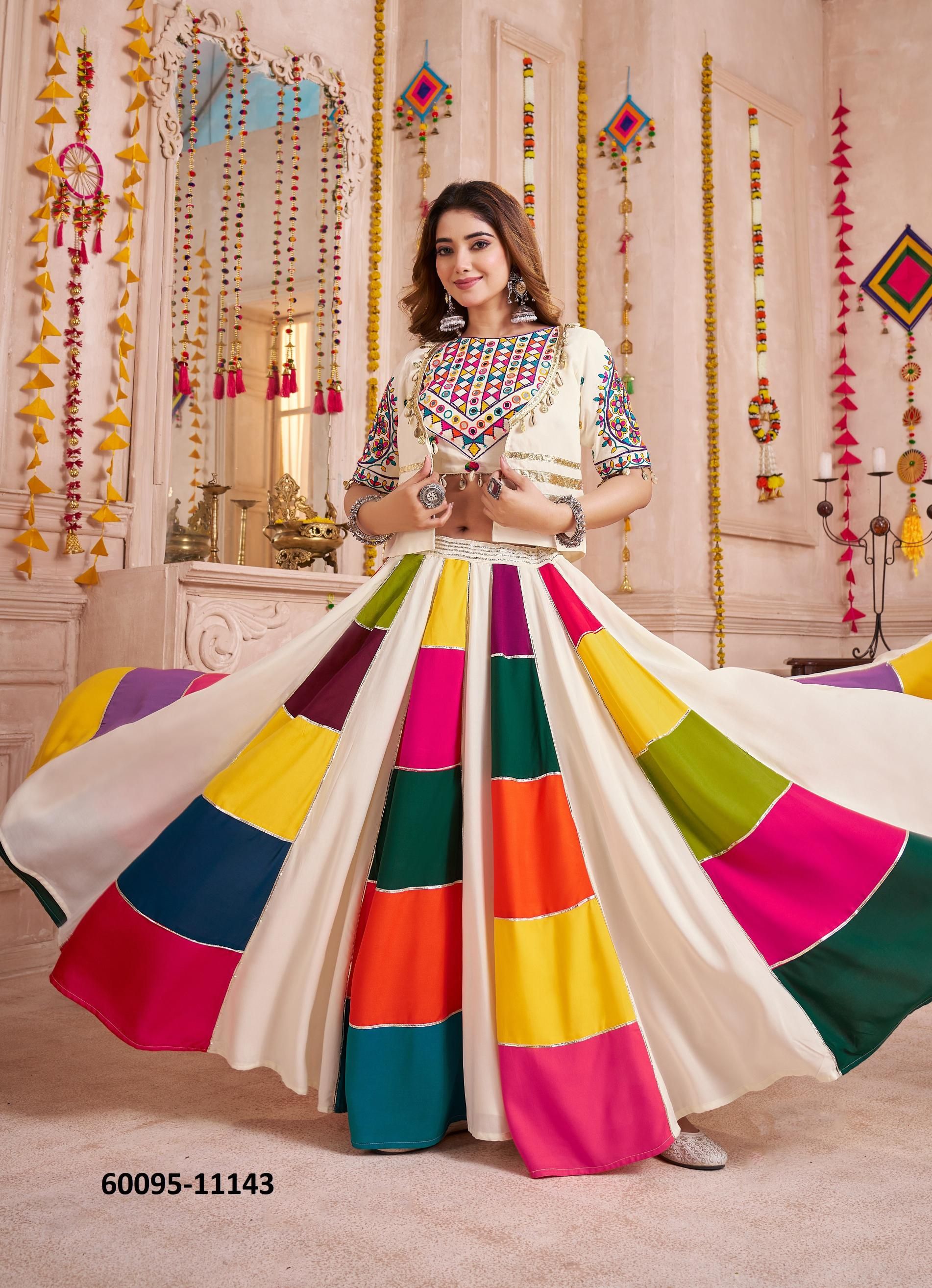 RAAS 33 - Catalog # 60095 (Set of 5 Readymade Lehengas) by Brand MEHERIYA RAAS 33 - Catalog # 60095 (Set of 5 Readymade Lehengas) by Brand MEHERIYA