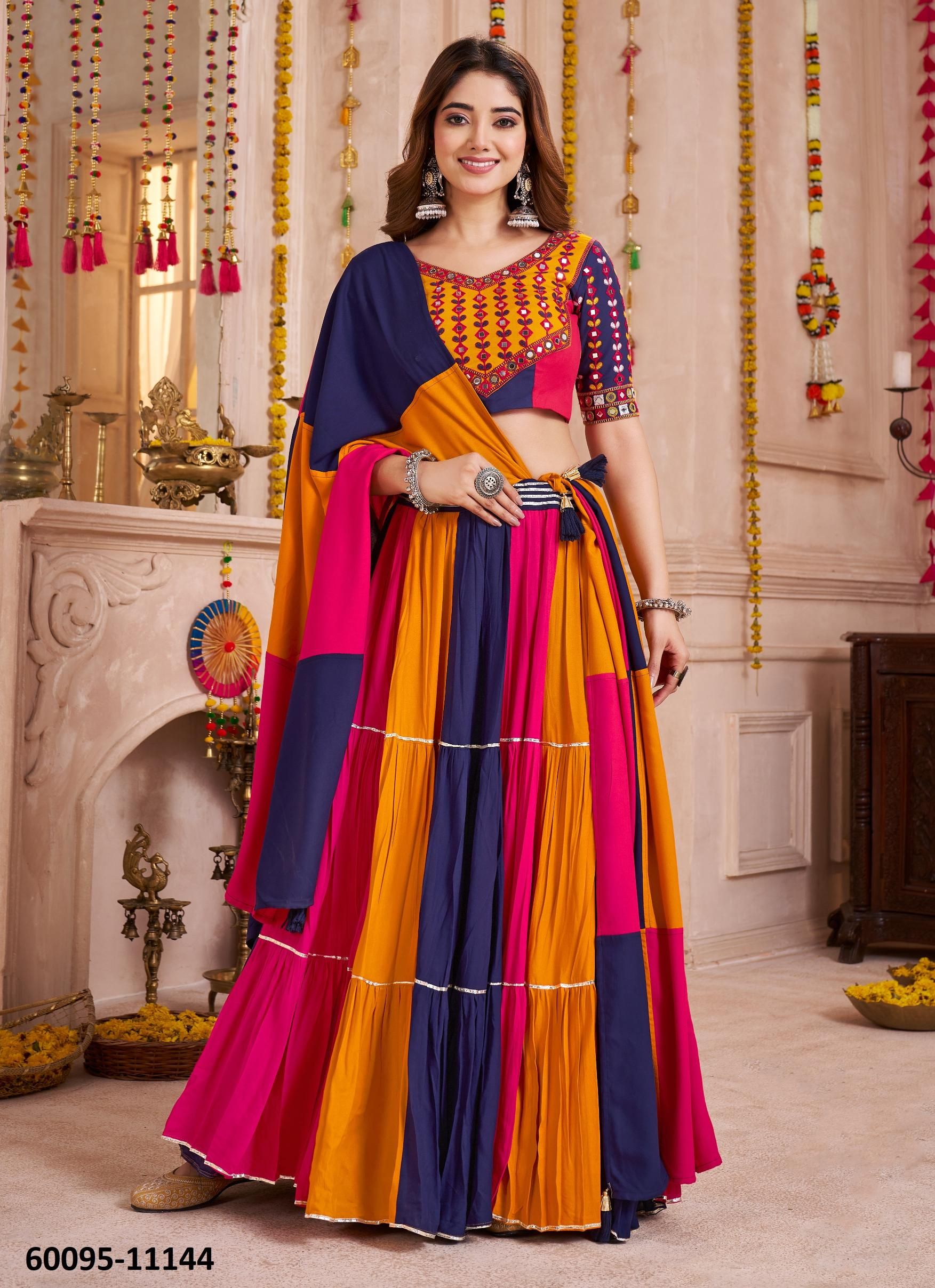 RAAS 33 - Catalog # 60095 (Set of 5 Readymade Lehengas) by Brand MEHERIYA RAAS 33 - Catalog # 60095 (Set of 5 Readymade Lehengas) by Brand MEHERIYA
