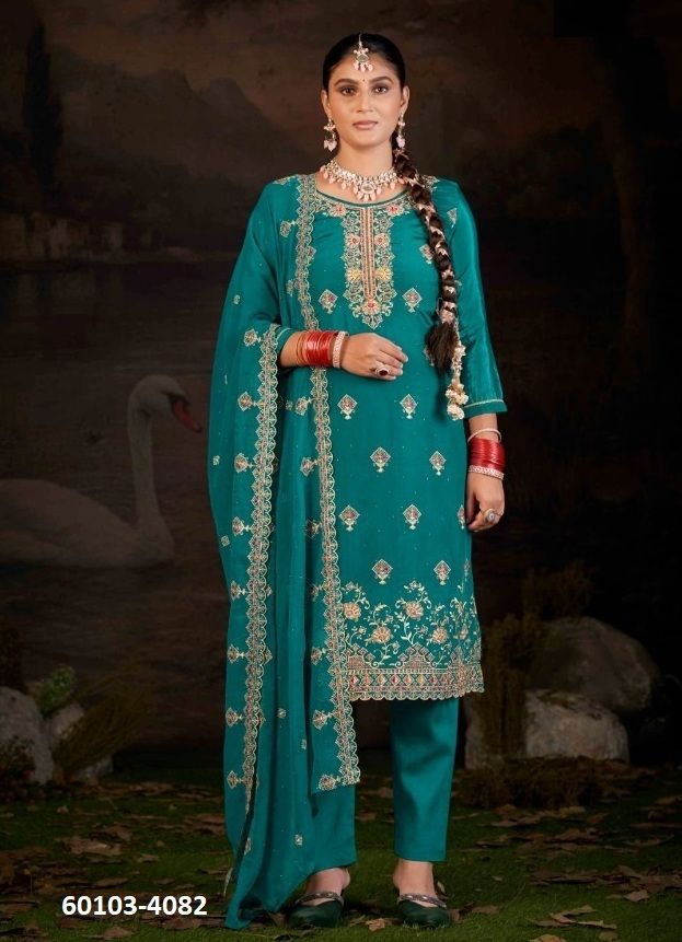 ISHITA - Catalog # 60103 (Set of 4 Semi-Stitched / Un-Stitched Suits) by Brand FOUR DOTS