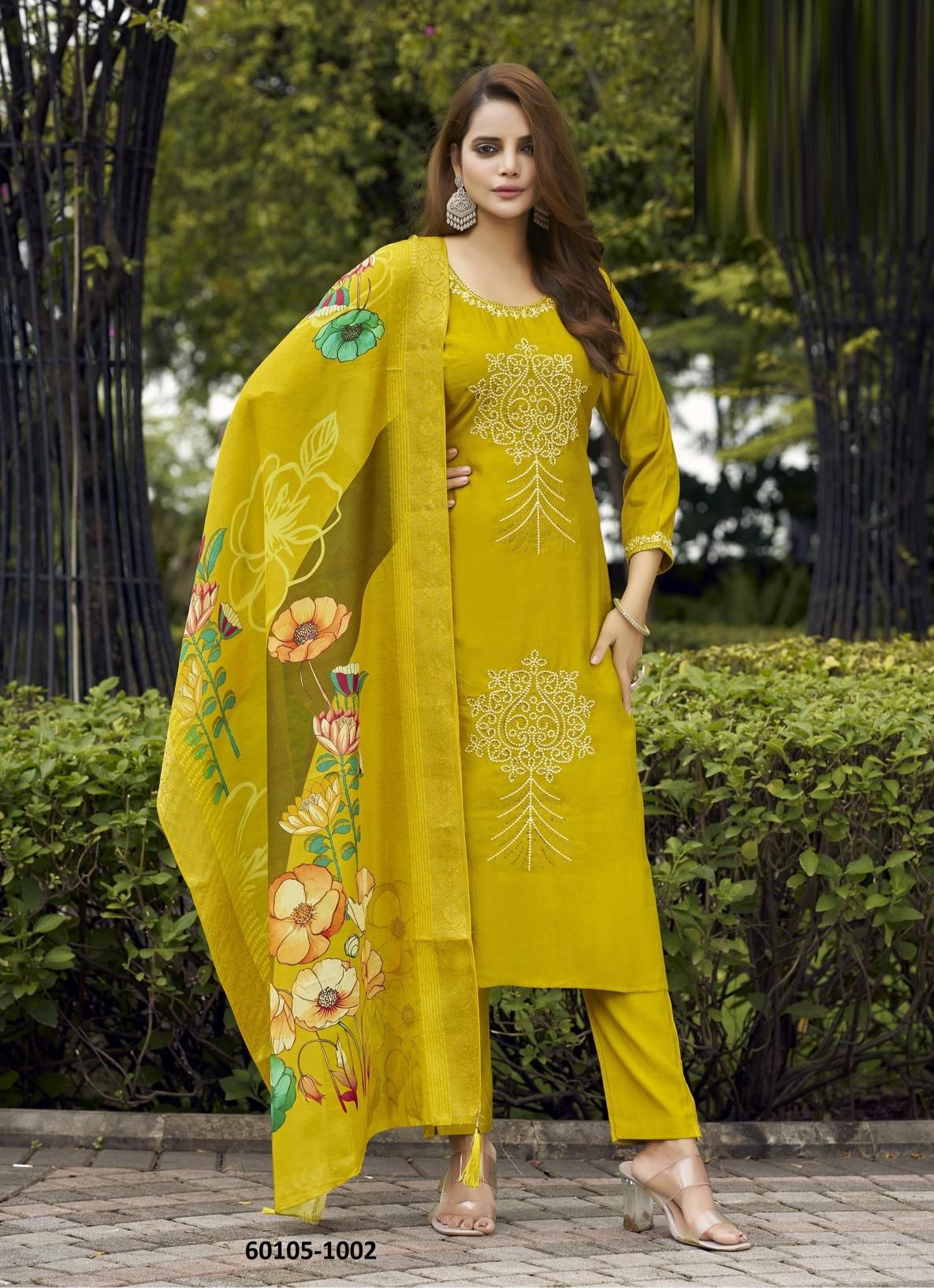 RITOO - Catalog # 60105 (Set of 6 Readymade Salwar Suits) by Brand WOODEE AHMEDABAD