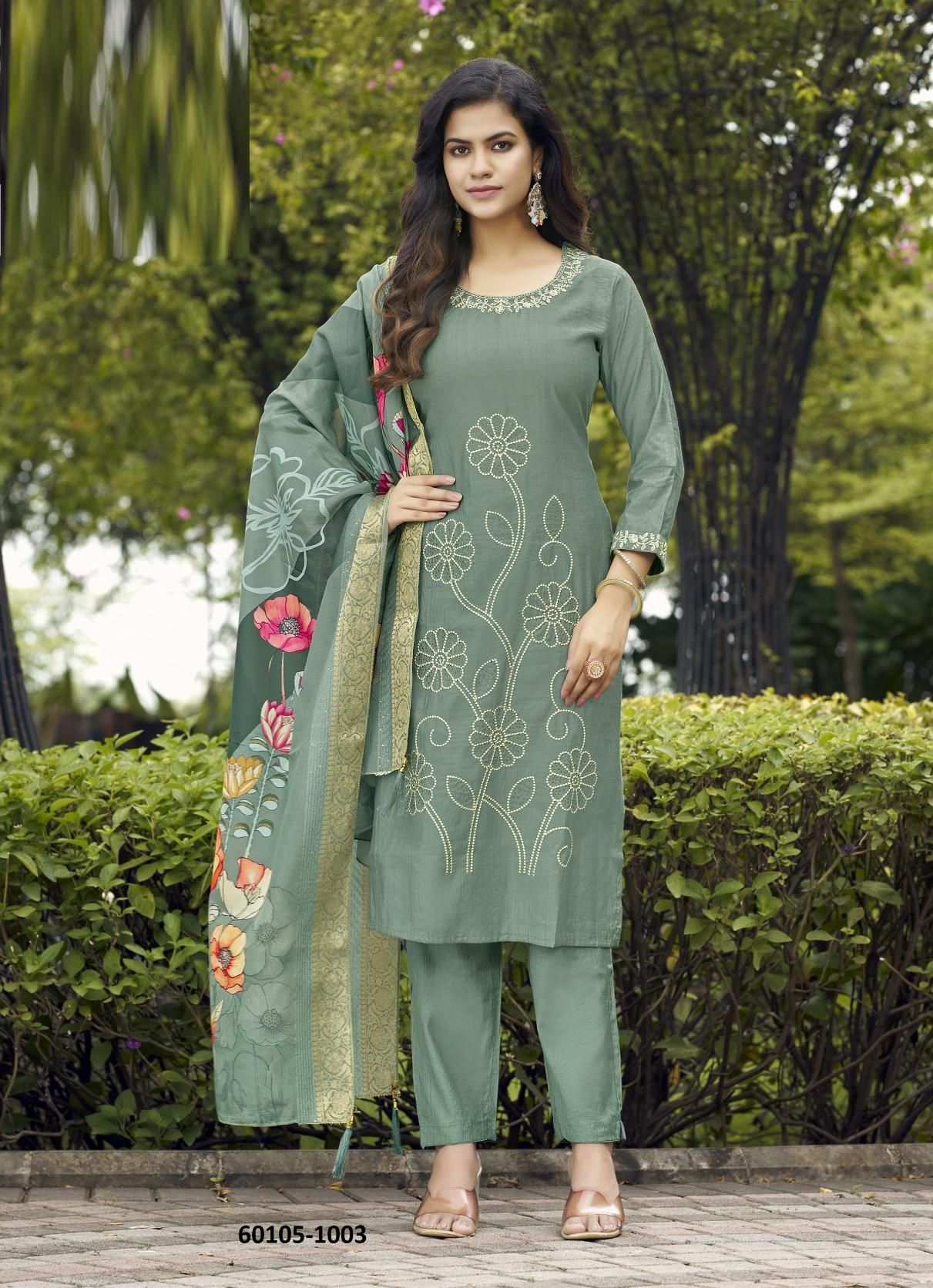 RITOO - Catalog # 60105 (Set of 6 Readymade Salwar Suits) by Brand WOODEE AHMEDABAD