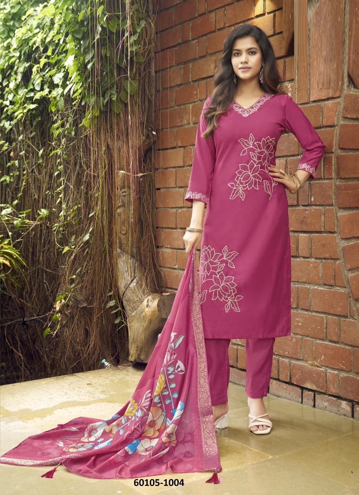 RITOO - Catalog # 60105 (Set of 6 Readymade Salwar Suits) by Brand WOODEE AHMEDABAD