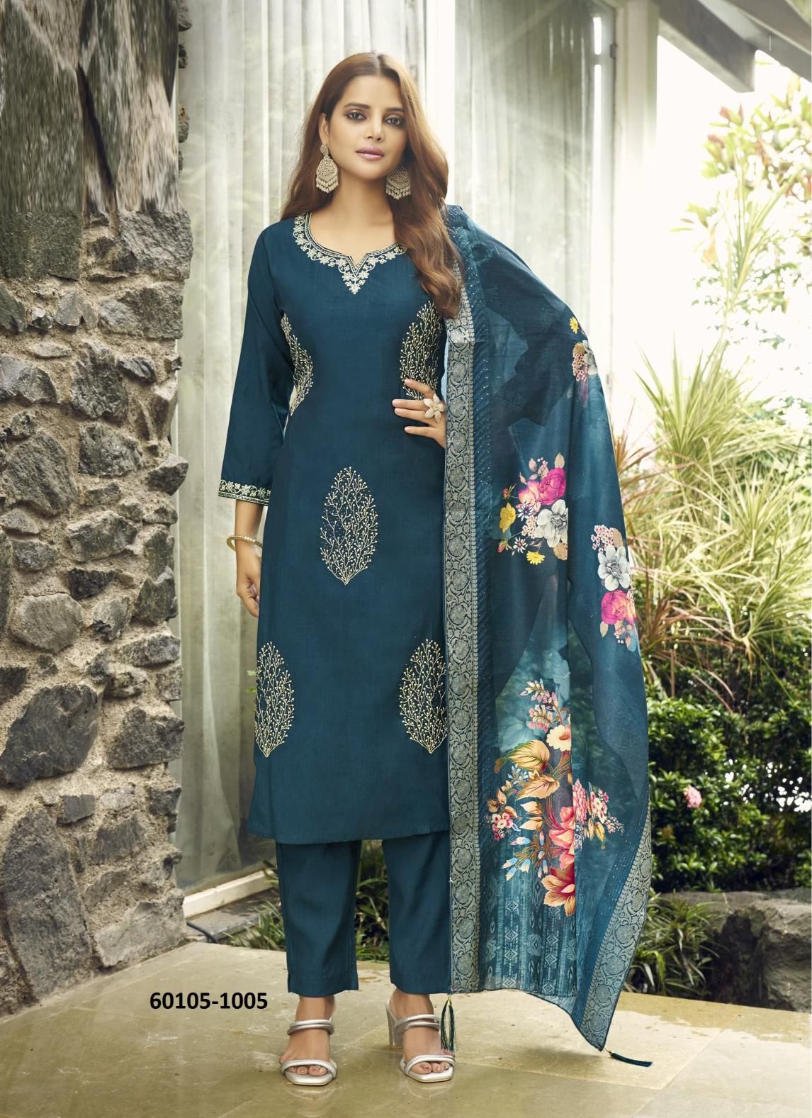 RITOO - Catalog # 60105 (Set of 6 Readymade Salwar Suits) by Brand WOODEE AHMEDABAD