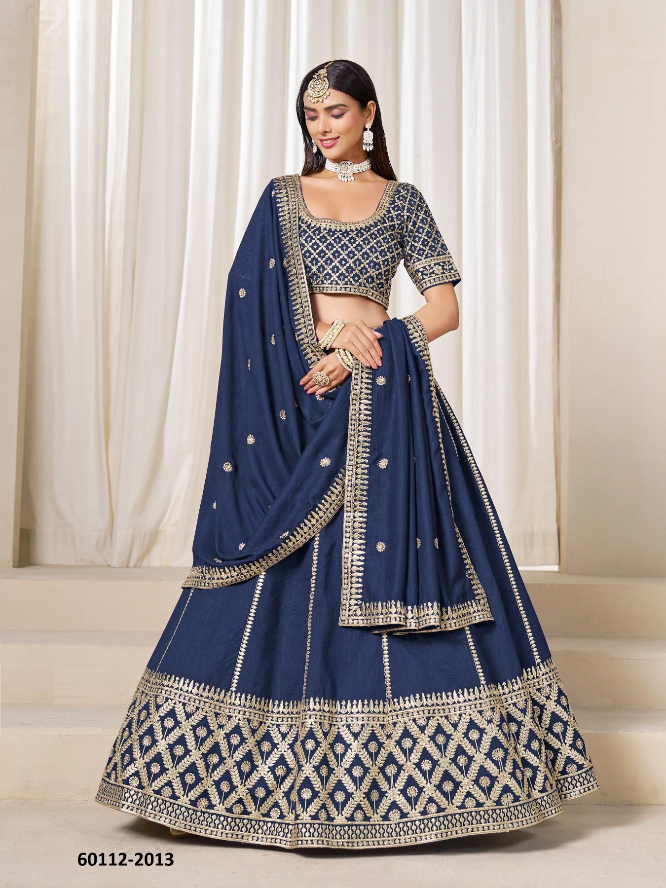 MEHVISH 21 - Catalog # 60112 (Set of 4 Semi-Stitched Lehengas) by Brand DESI MUSE MEHVISH 21 - Catalog # 60112 (Set of 4 Semi-Stitched Lehengas) by Brand DESI MUSE