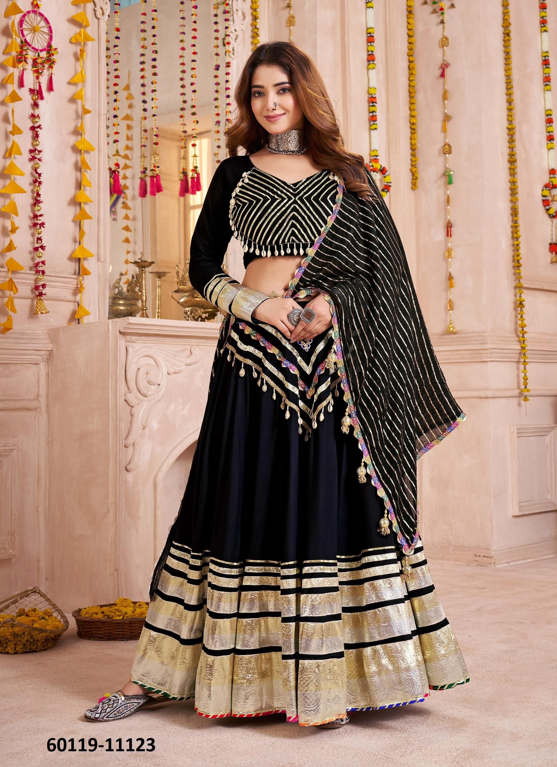 RAAS 31 - Catalog # 60119 (Set of 4 Readymade Lehengas) by Brand DESI MUSE RAAS 31 - Catalog # 60119 (Set of 4 Readymade Lehengas) by Brand DESI MUSE