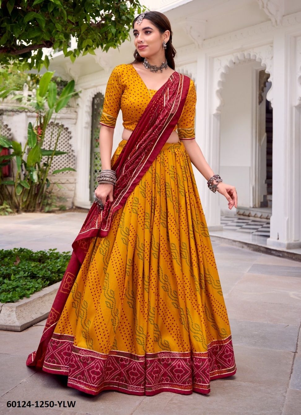 GAURI - Catalog # 60124 (Set of 4 Semi-Stitched Lehengas) by Brand MEHERIYA