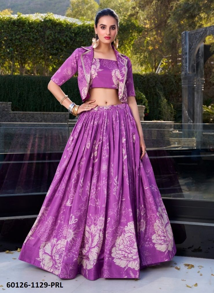 LEHENGAS WITH KOTI - Catalog # 60126 (Set of 4 Readymade Lehengas) by Brand AABHARAN