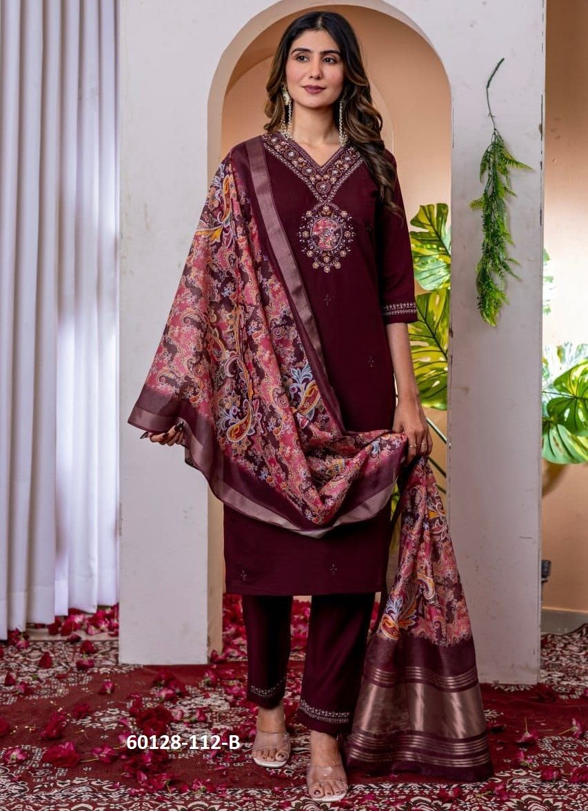SERIES 112 - Catalog # 60128 (Set of 3 Readymade Salwar Suits) by Brand SERENGETI