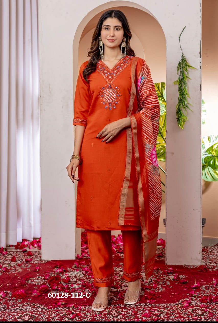 SERIES 112 - Catalog # 60128 (Set of 3 Readymade Salwar Suits) by Brand SERENGETI
