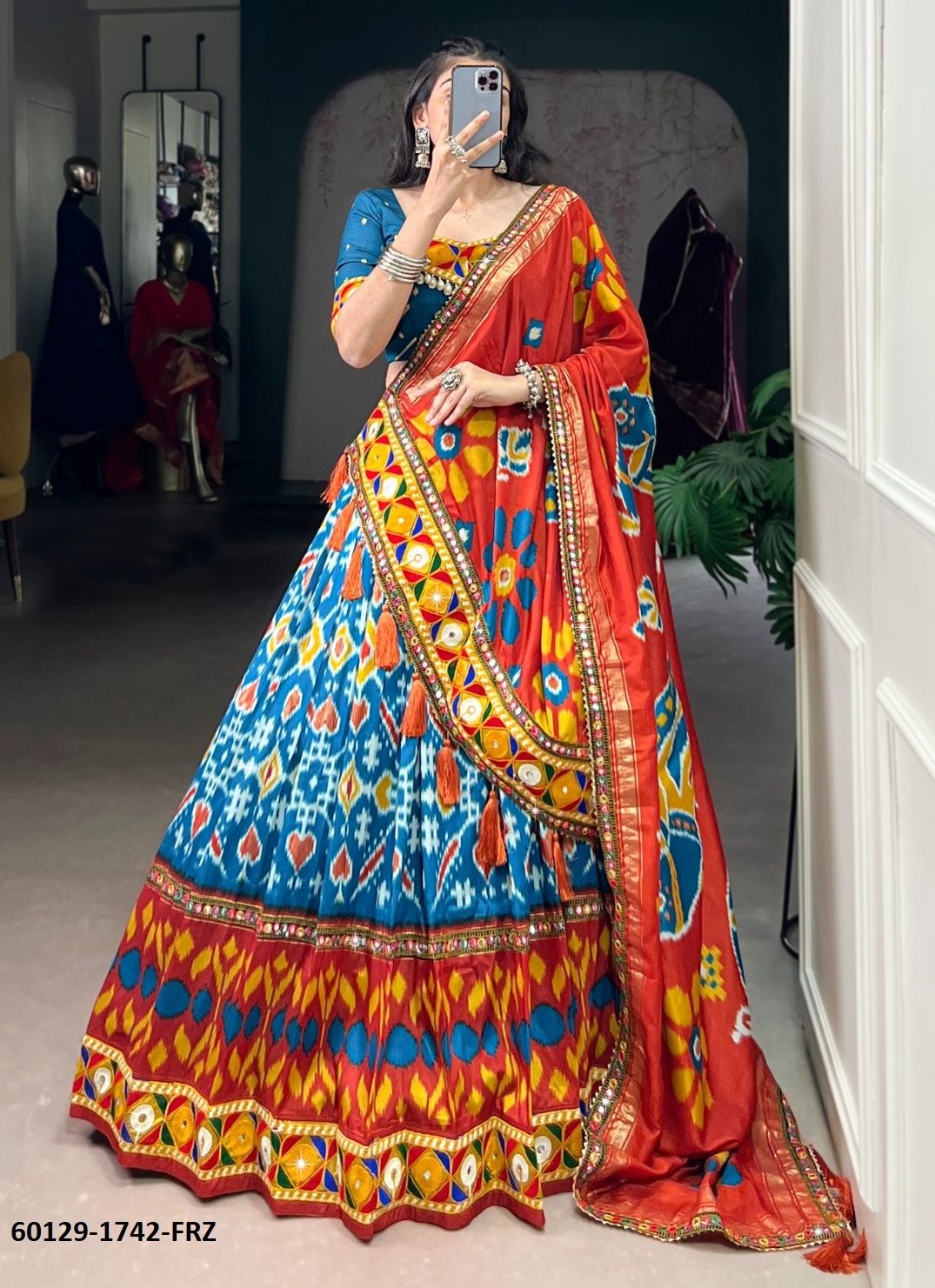 TUSSER SERIES 1742 - Catalog # 60129 (Set of 3 Readymade Lehengas) by Brand SERENGETI TUSSER SERIES 1742 - Catalog # 60129 (Set of 3 Readymade Lehengas) by Brand SERENGETI