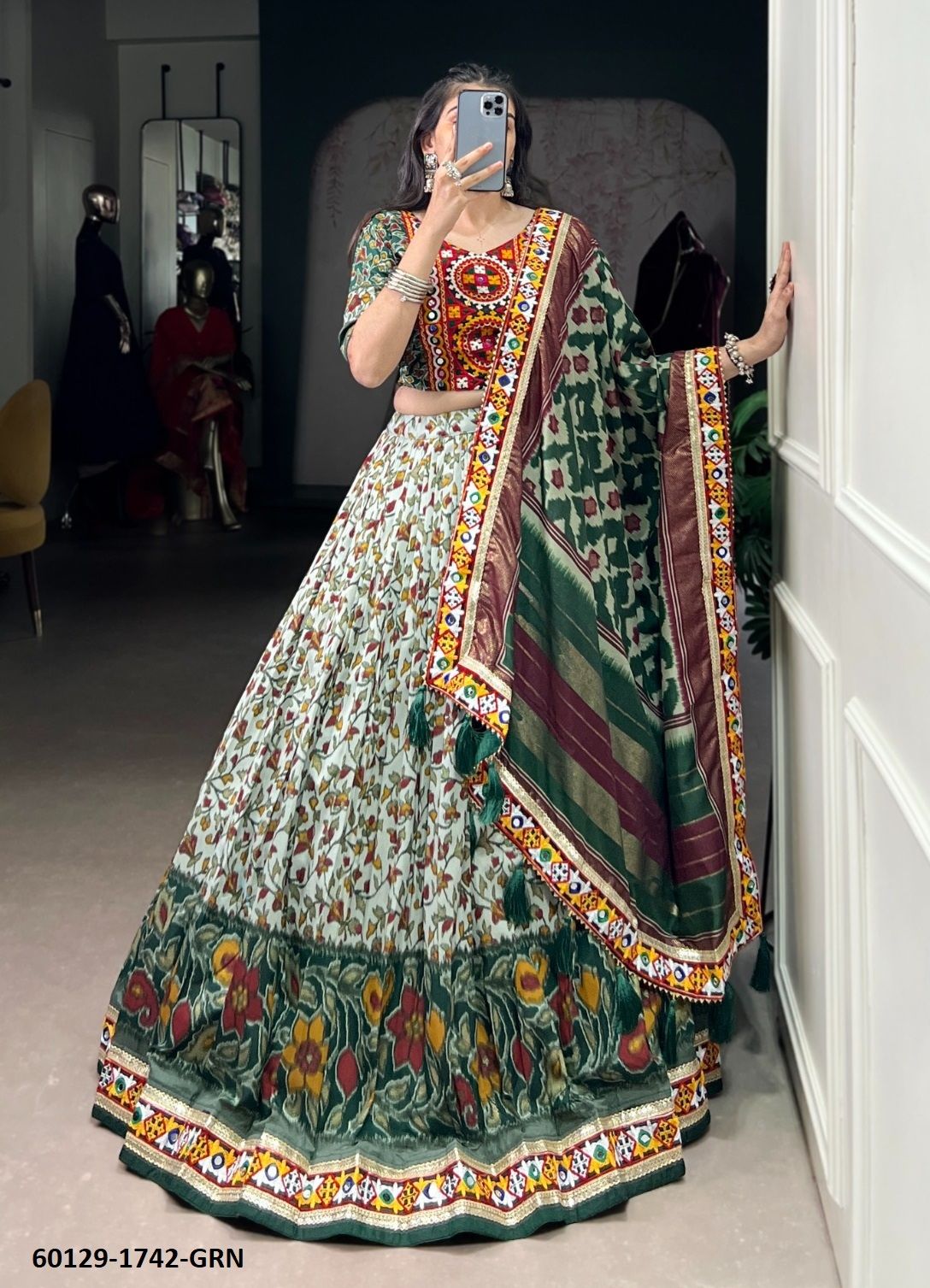 TUSSER SERIES 1742 - Catalog # 60129 (Set of 3 Readymade Lehengas) by Brand SERENGETI TUSSER SERIES 1742 - Catalog # 60129 (Set of 3 Readymade Lehengas) by Brand SERENGETI
