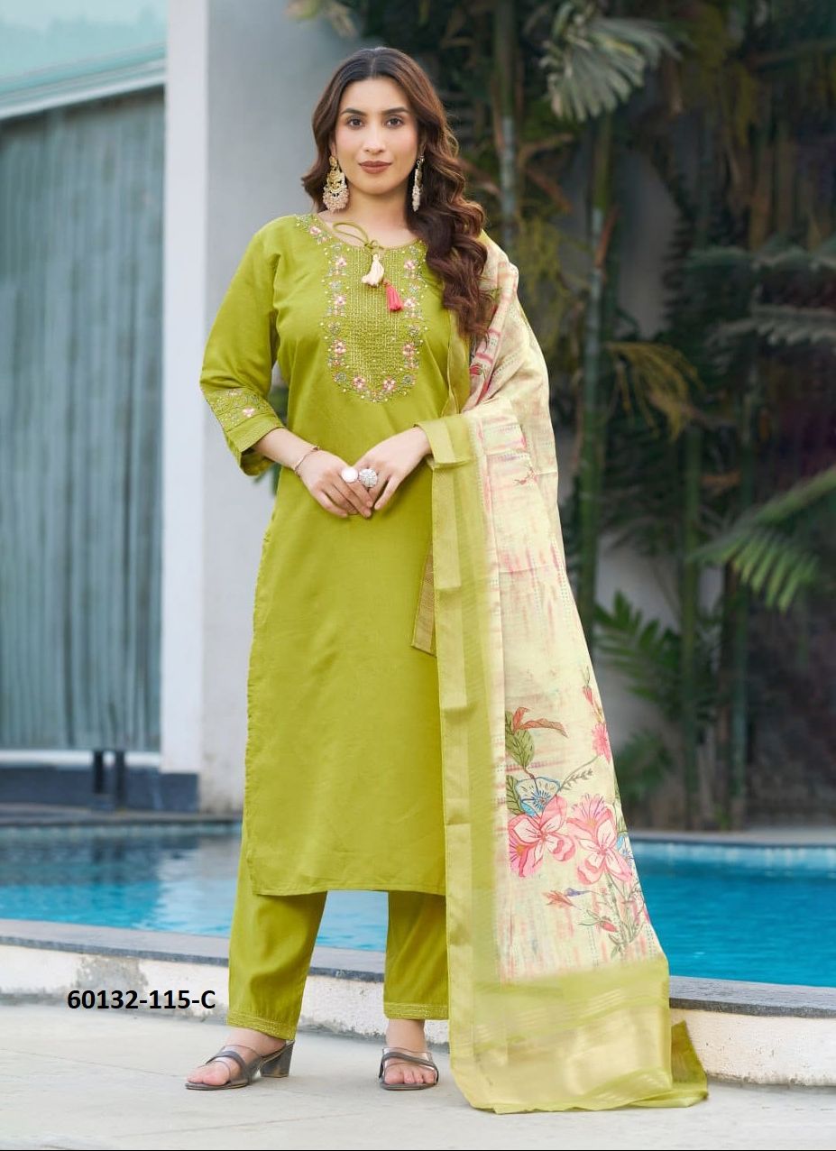 SERIES 115 - Catalog # 60132 (Set of 3 Readymade Salwar Suits) by Brand AABHARAN