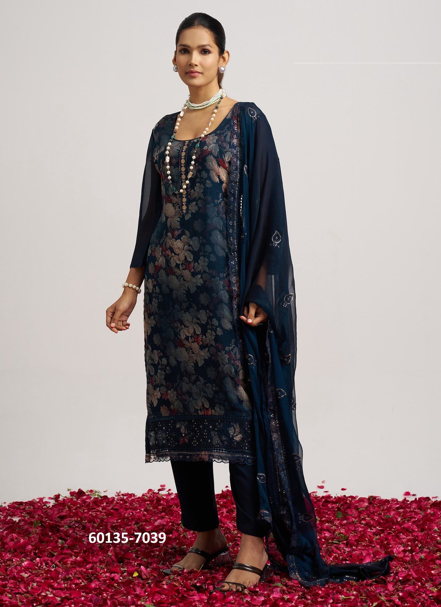 SUKOON 2 - Catalog # 60135 (Set of 3 Readymade Salwar Suits) by Brand ALIZEH