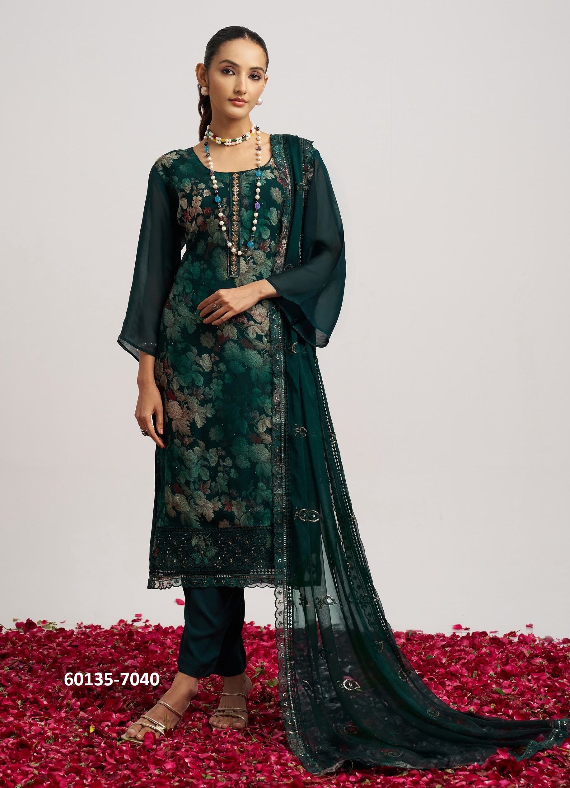SUKOON 2 - Catalog # 60135 (Set of 3 Readymade Salwar Suits) by Brand ALIZEH