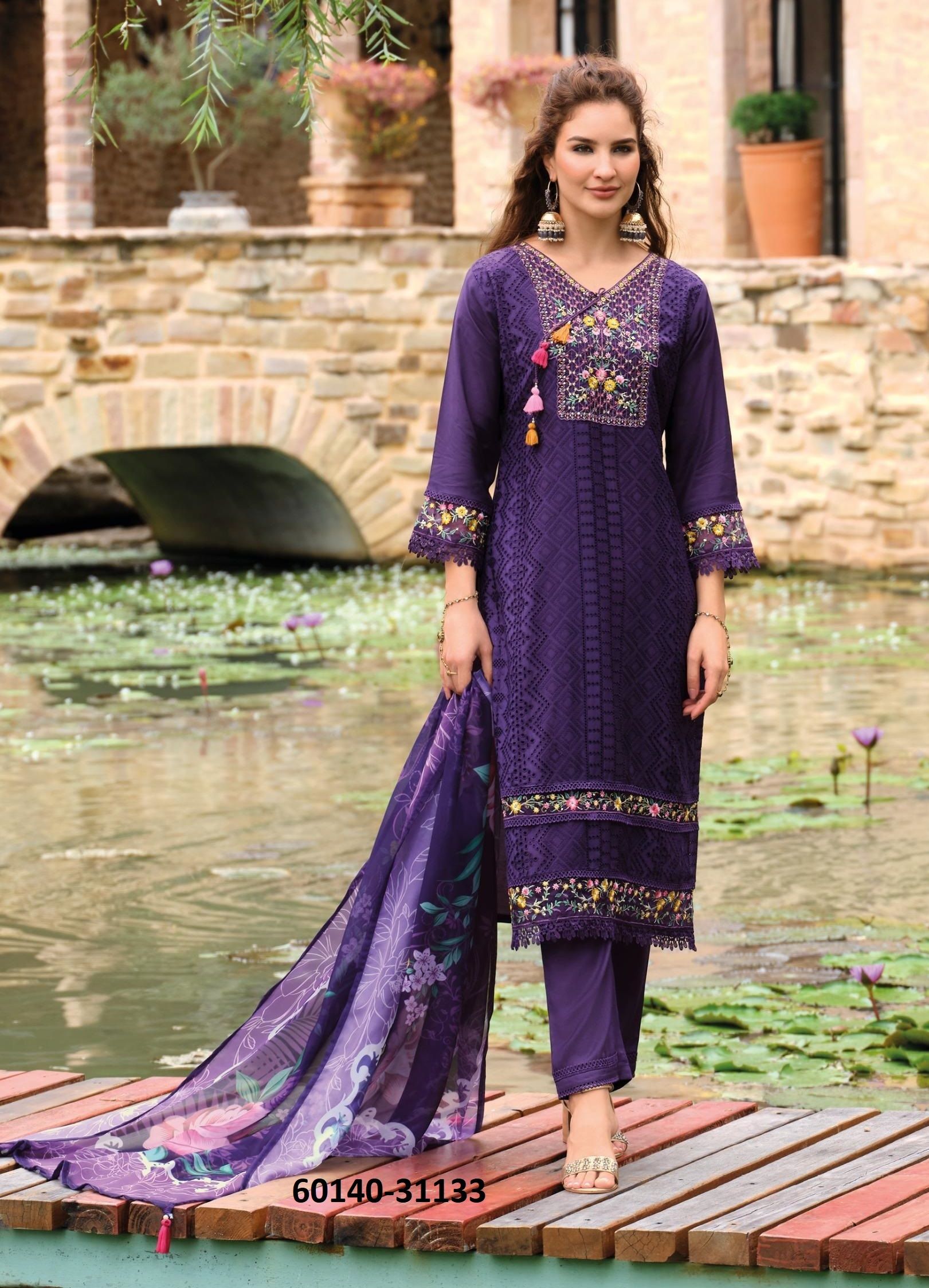 IZHAAR - Catalog # 60140 (Set of 6 Readymade Salwar Suits) by Brand LADY LEELA
