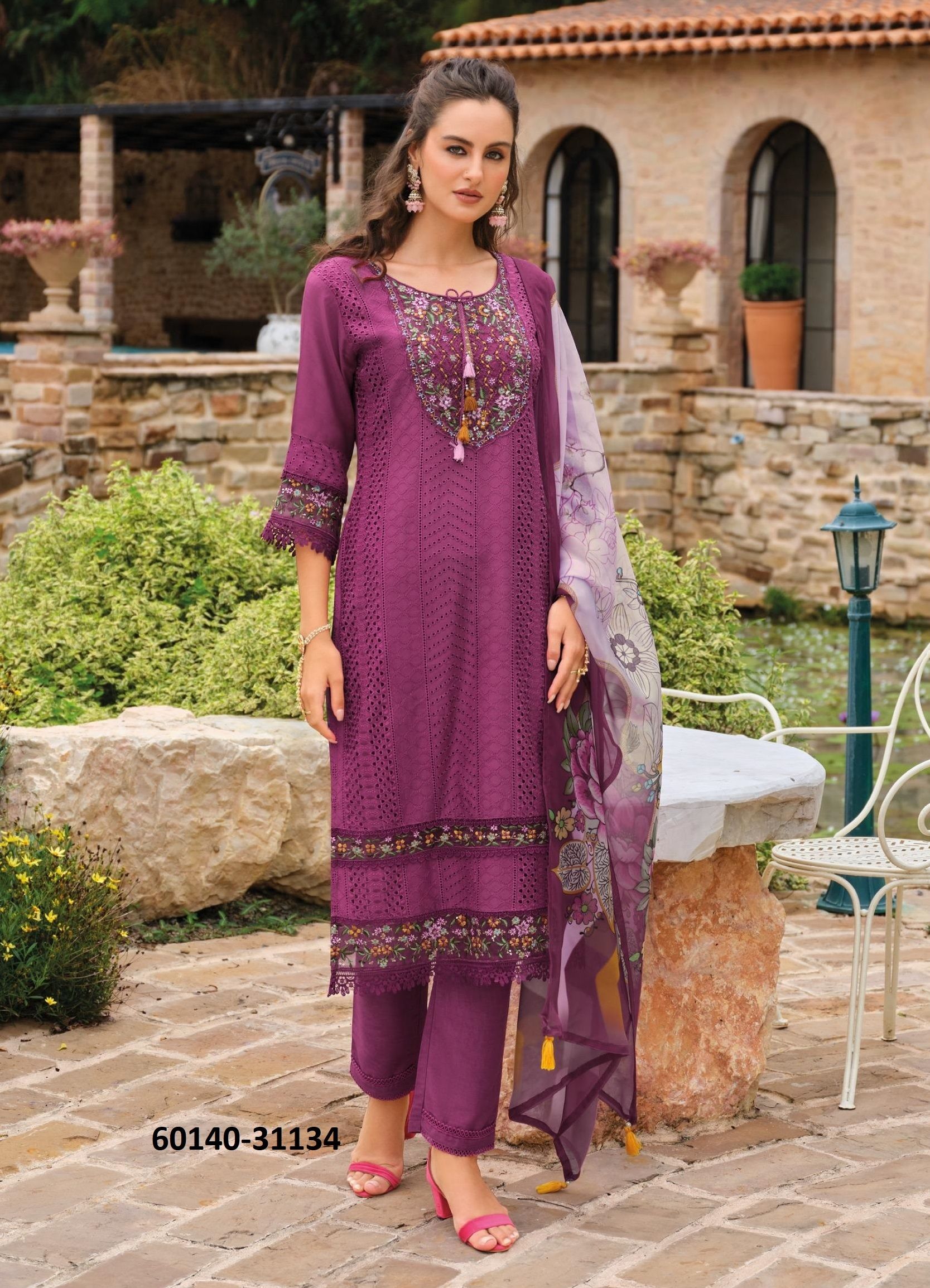 IZHAAR - Catalog # 60140 (Set of 6 Readymade Salwar Suits) by Brand LADY LEELA