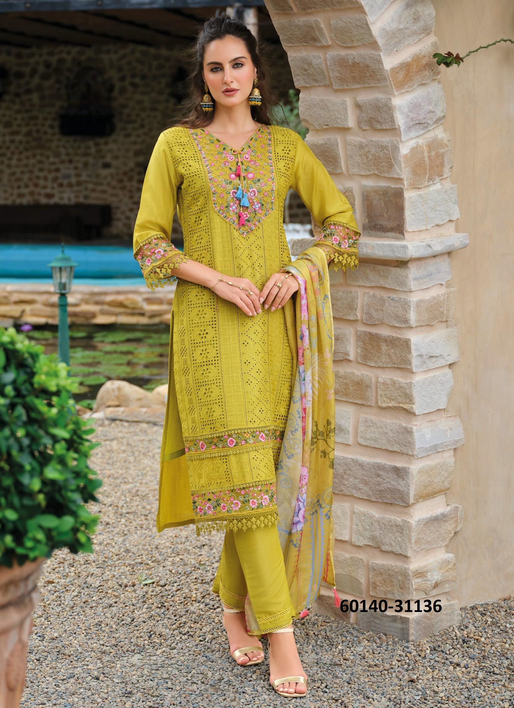 IZHAAR - Catalog # 60140 (Set of 6 Readymade Salwar Suits) by Brand LADY LEELA