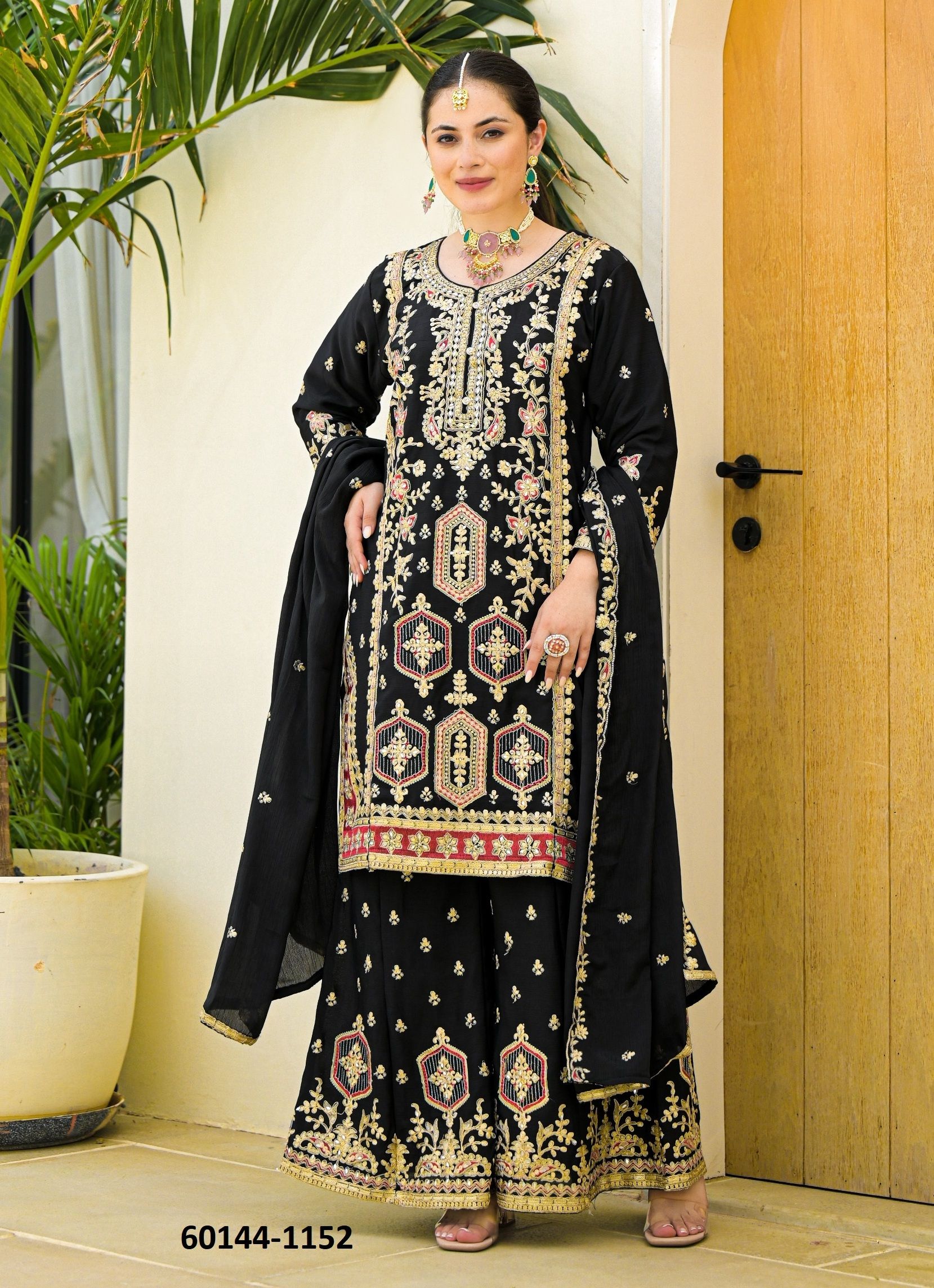 SAVRI - Catalog # 60144 (Set of 4 SIZE-SETS [Readymade Salwar Suits]) by Brand AFSANA