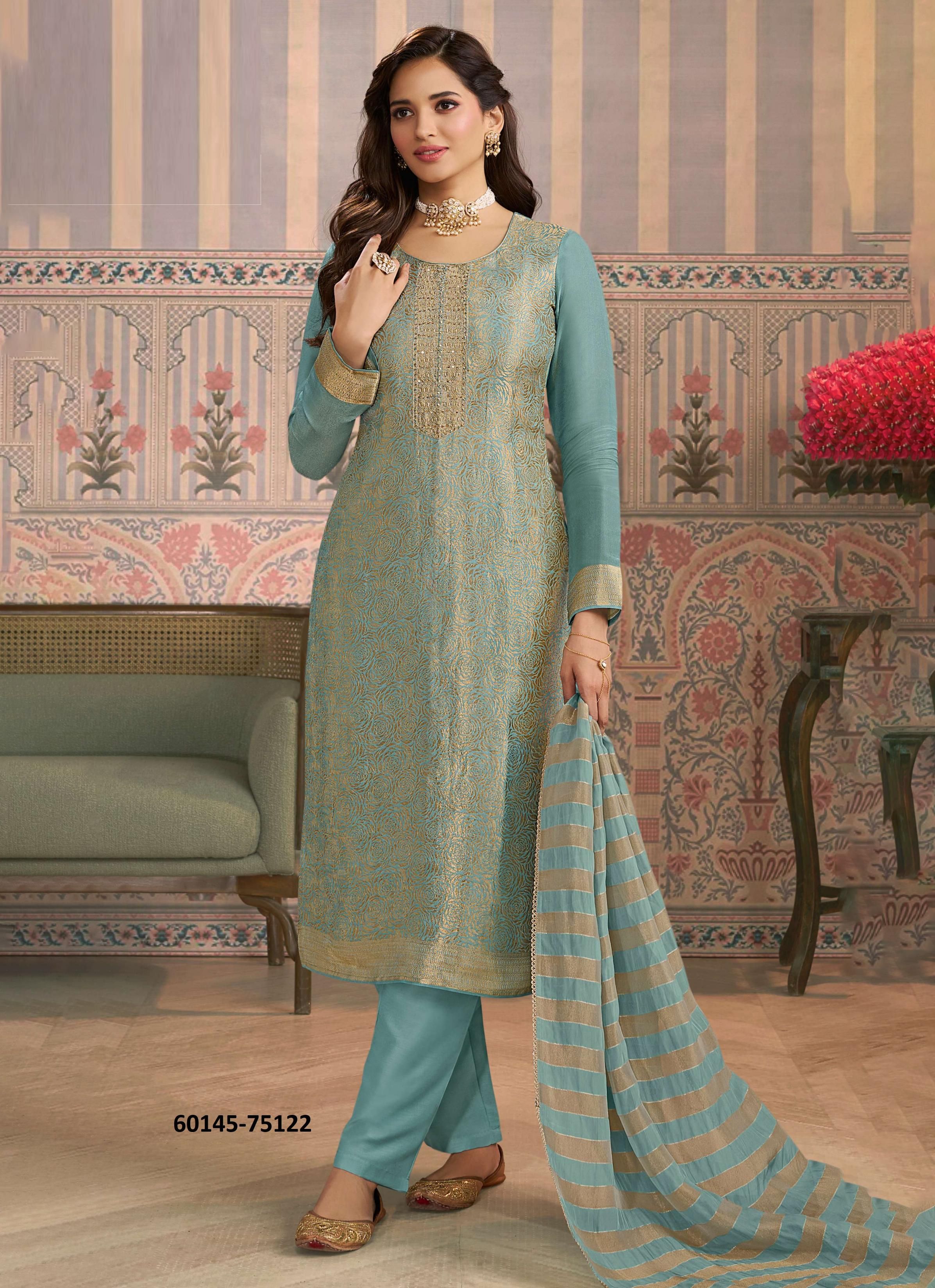 SHARDA - Catalog # 60145 (Set of 4 Semi-Stitched / Un-Stitched Suits) by Brand VINAY FASHION LLP