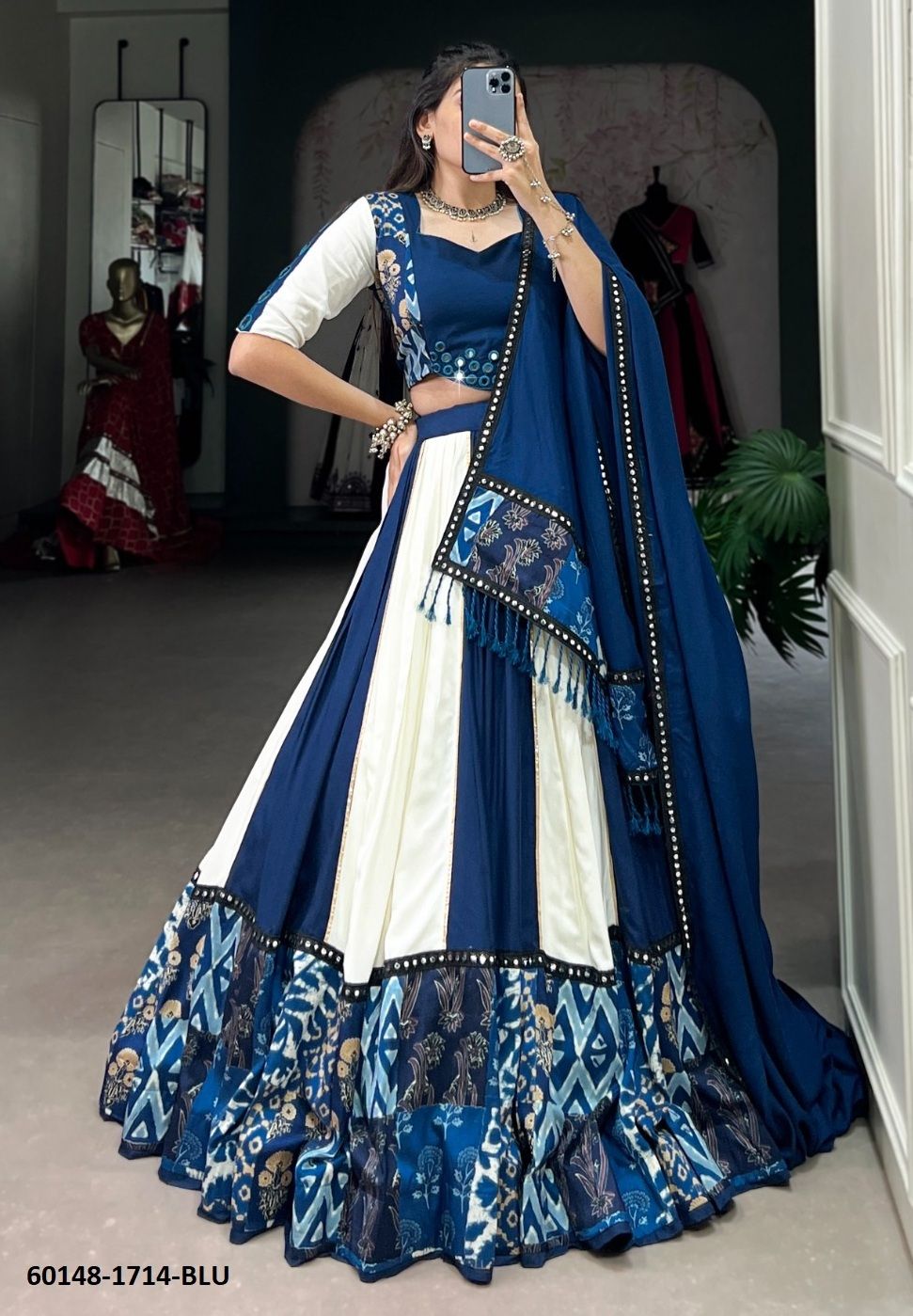 NAVRATRI WEAR 1714 - Catalog # 60148 (Set of 4 Readymade Lehengas) by Brand DESI MUSE NAVRATRI WEAR 1714 - Catalog # 60148 (Set of 4 Readymade Lehengas) by Brand DESI MUSE