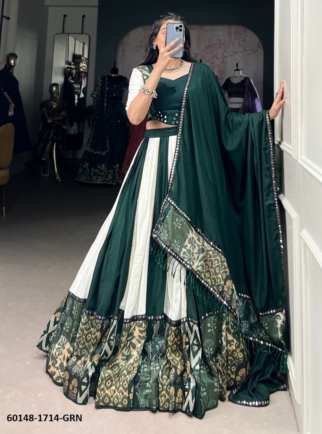 NAVRATRI WEAR 1714 - Catalog # 60148 (Set of 4 Readymade Lehengas) by Brand DESI MUSE NAVRATRI WEAR 1714 - Catalog # 60148 (Set of 4 Readymade Lehengas) by Brand DESI MUSE