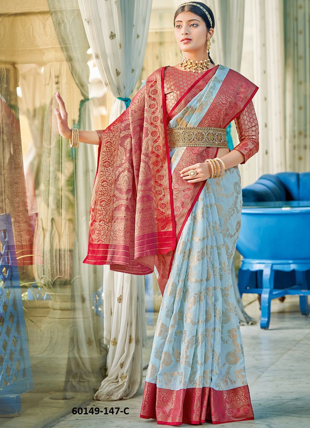 RAJSUNDARI - Catalog # 60149 (Set of 6 Sarees) by Brand JAGRAASA
