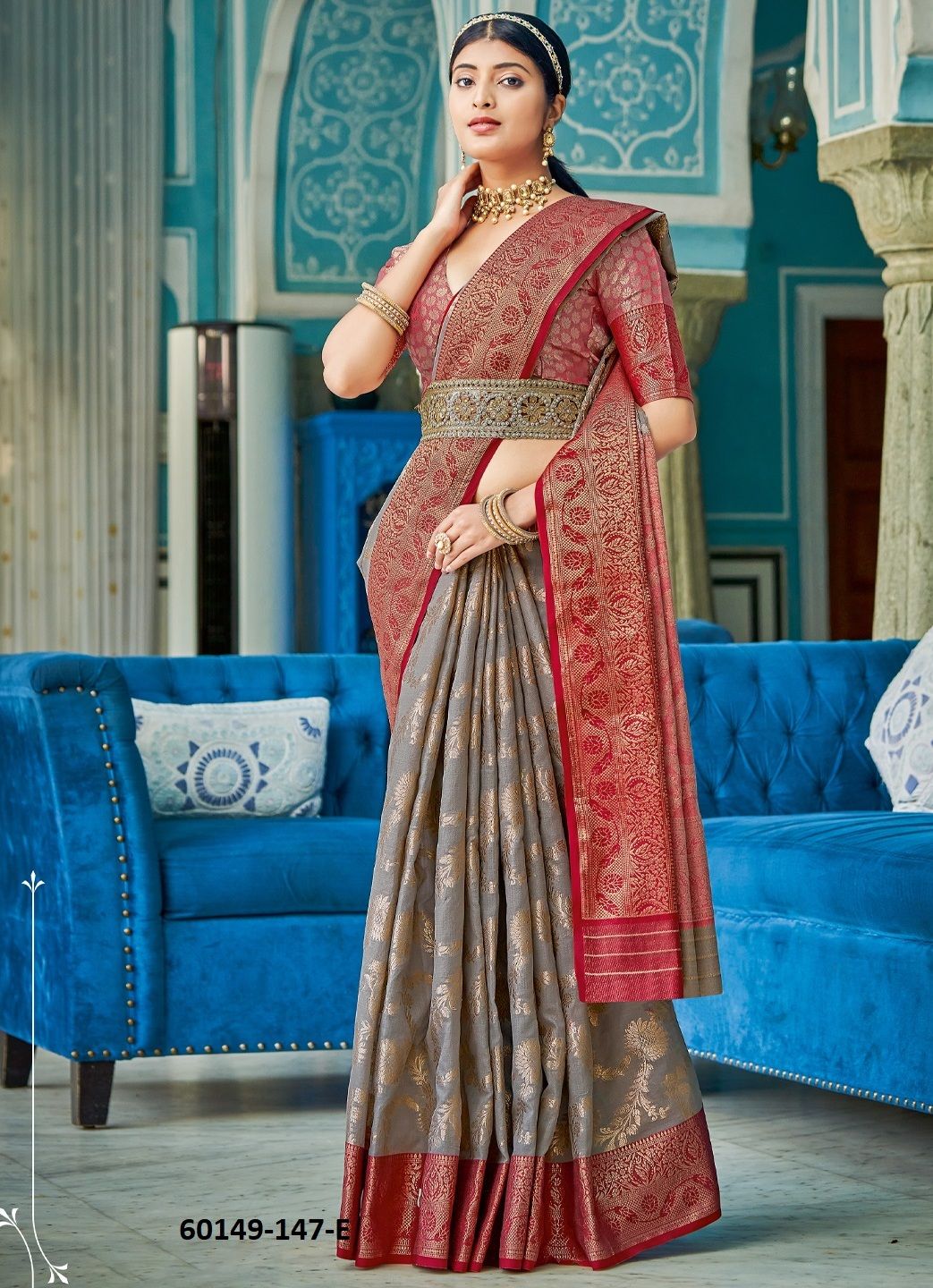 RAJSUNDARI - Catalog # 60149 (Set of 6 Sarees) by Brand JAGRAASA