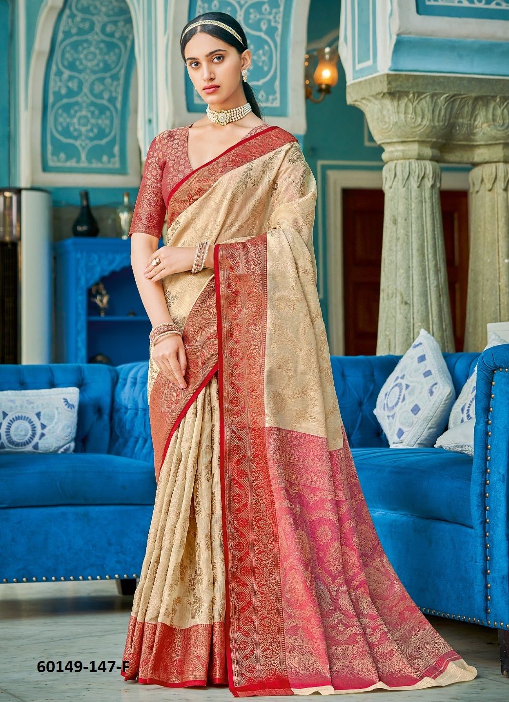 RAJSUNDARI - Catalog # 60149 (Set of 6 Sarees) by Brand JAGRAASA