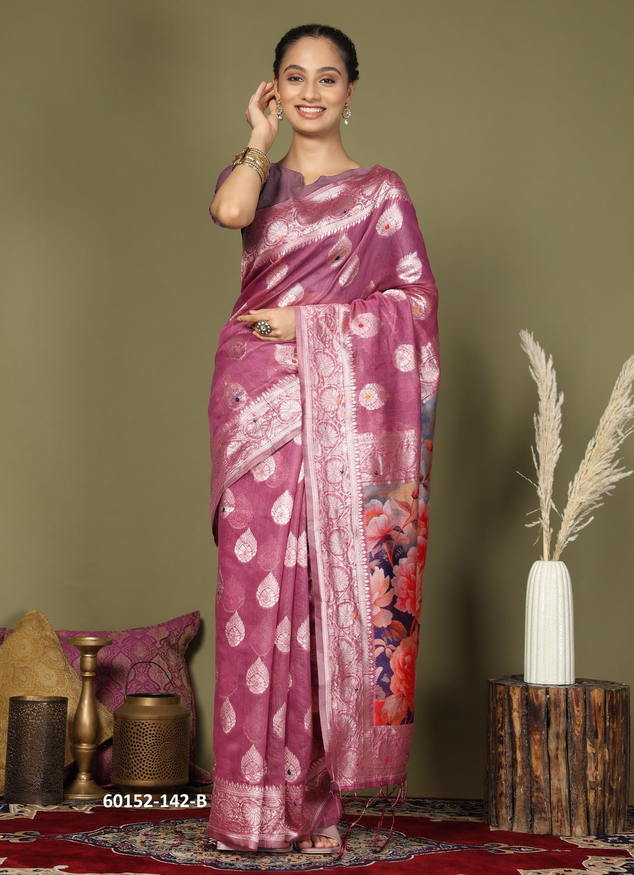 DIGITAL FLOWER - Catalog # 60152 (Set of 6 Sarees) by Brand JAGRAASA