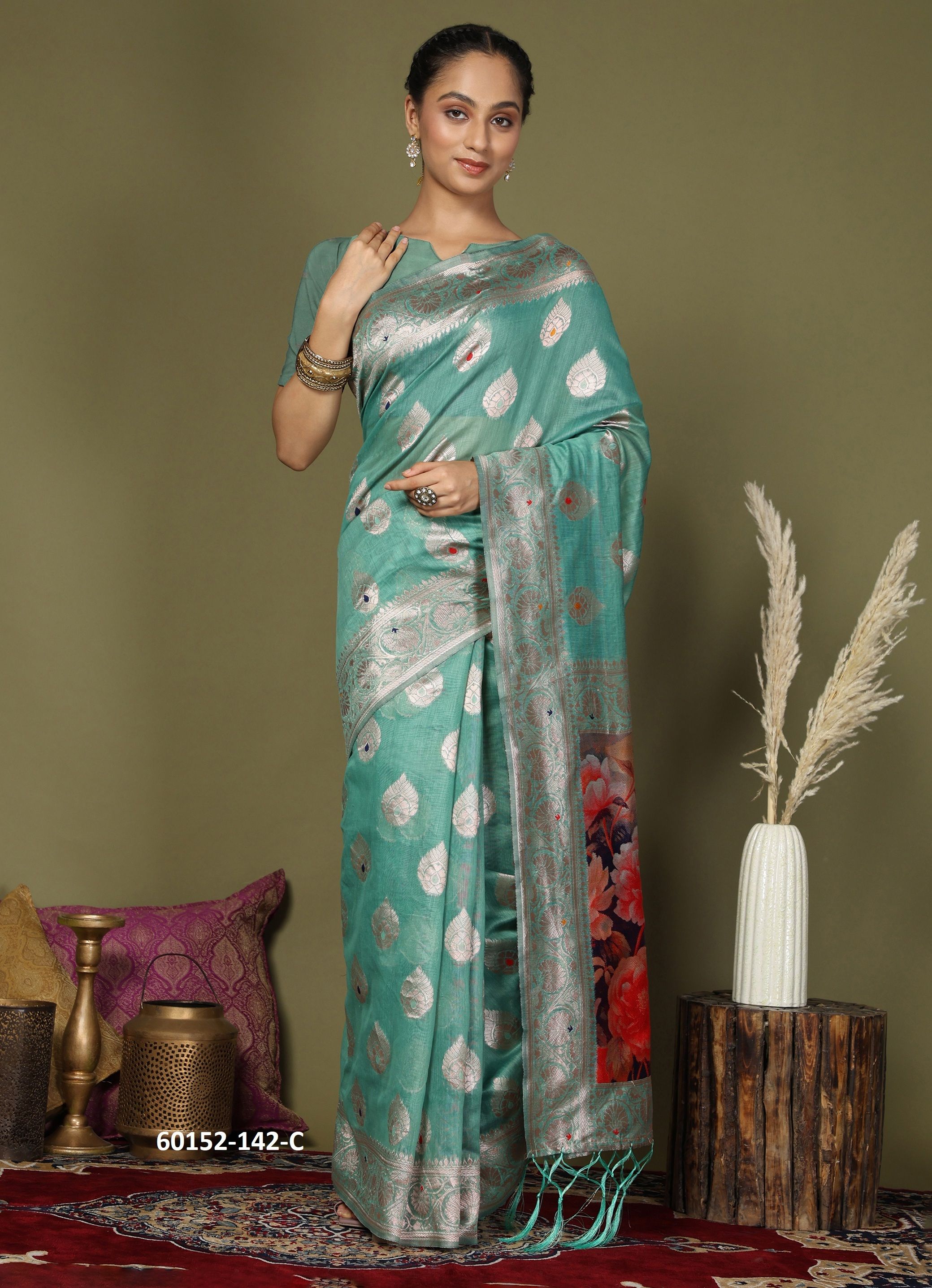DIGITAL FLOWER - Catalog # 60152 (Set of 6 Sarees) by Brand JAGRAASA
