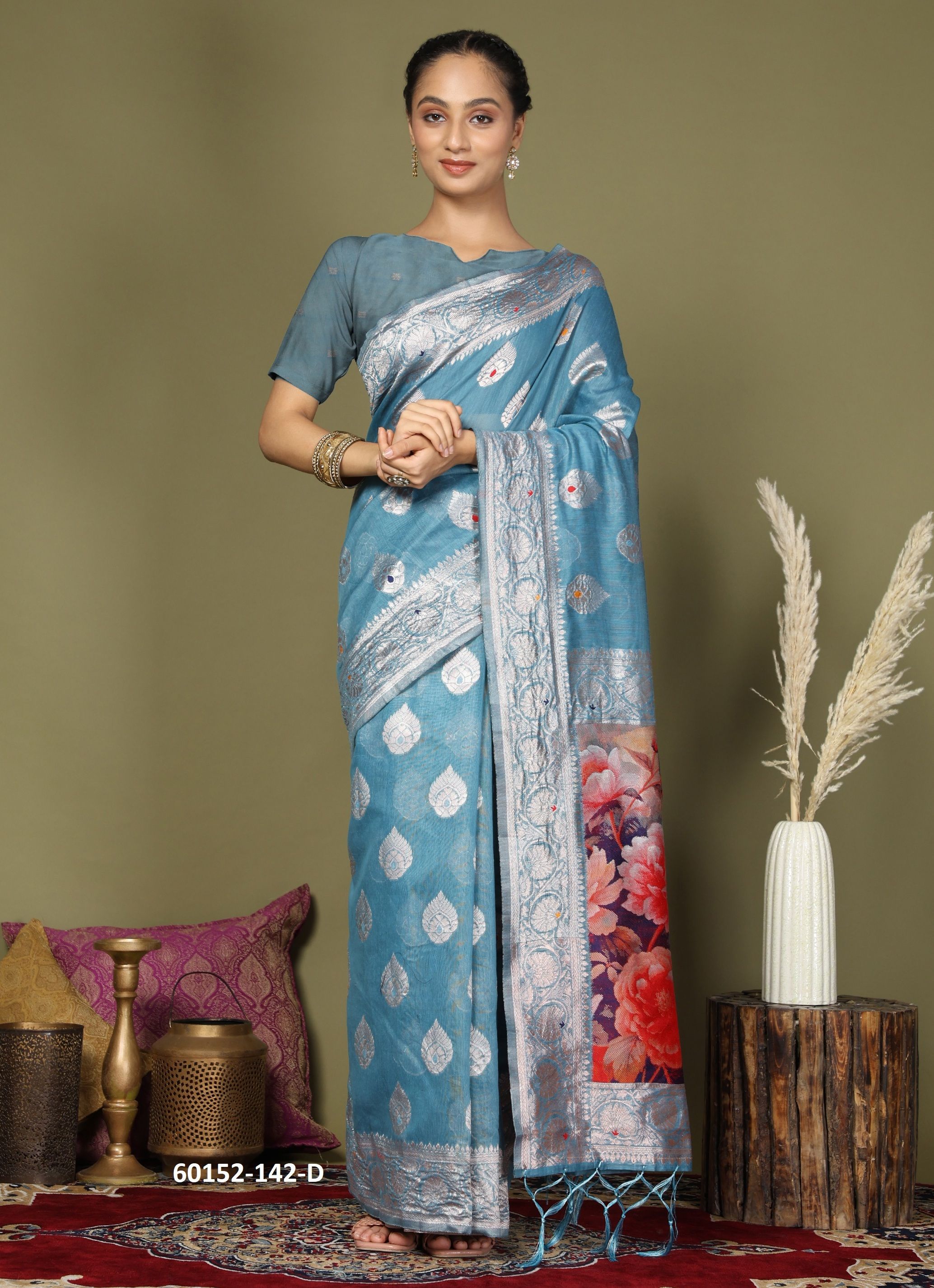 DIGITAL FLOWER - Catalog # 60152 (Set of 6 Sarees) by Brand JAGRAASA