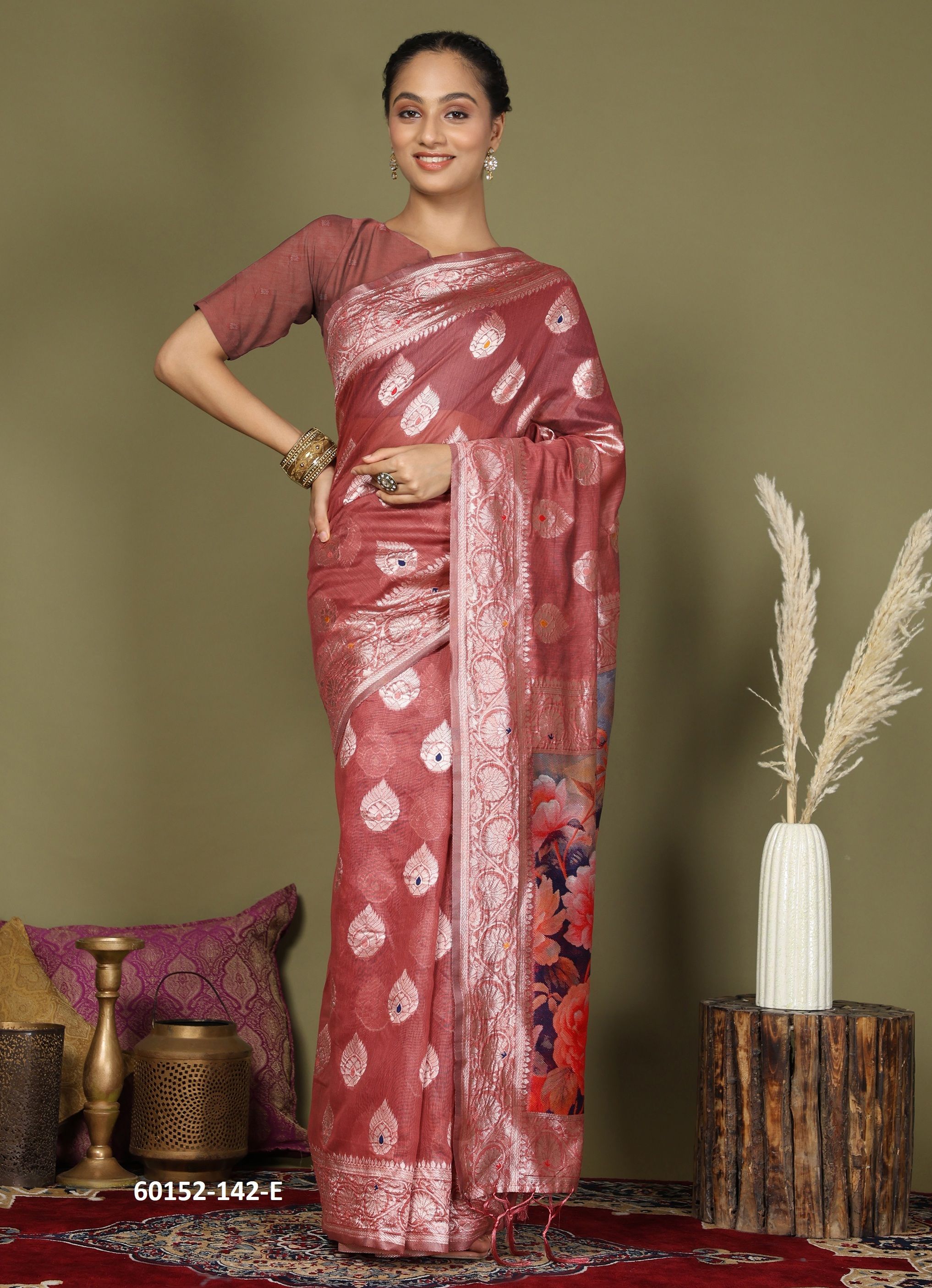 DIGITAL FLOWER - Catalog # 60152 (Set of 6 Sarees) by Brand JAGRAASA