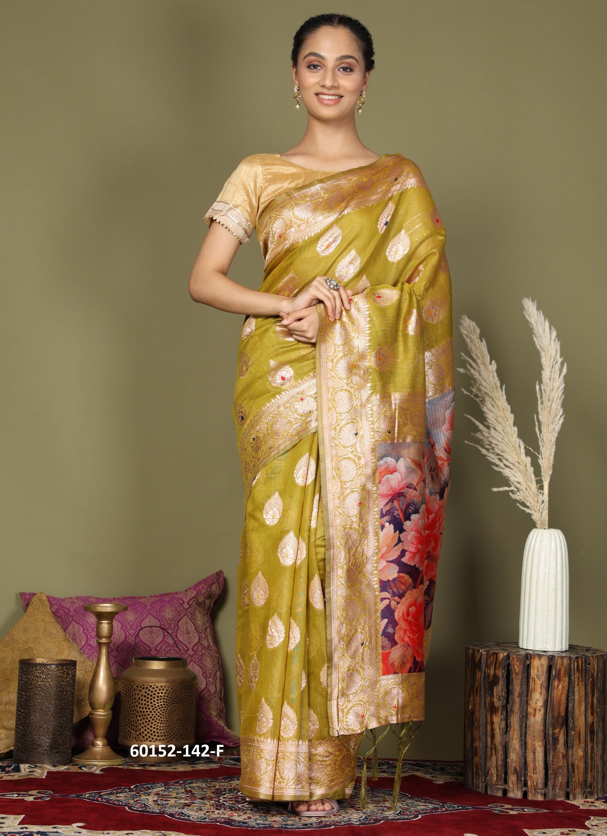 DIGITAL FLOWER - Catalog # 60152 (Set of 6 Sarees) by Brand JAGRAASA