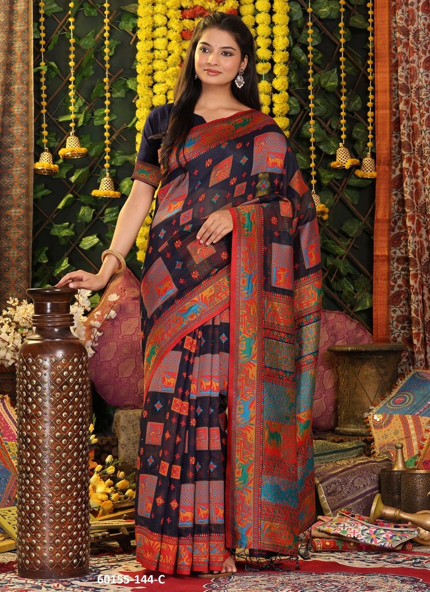 KETHAL KOTA - Catalog # 60155 (Set of 6 Sarees) by Brand JAGRAASA