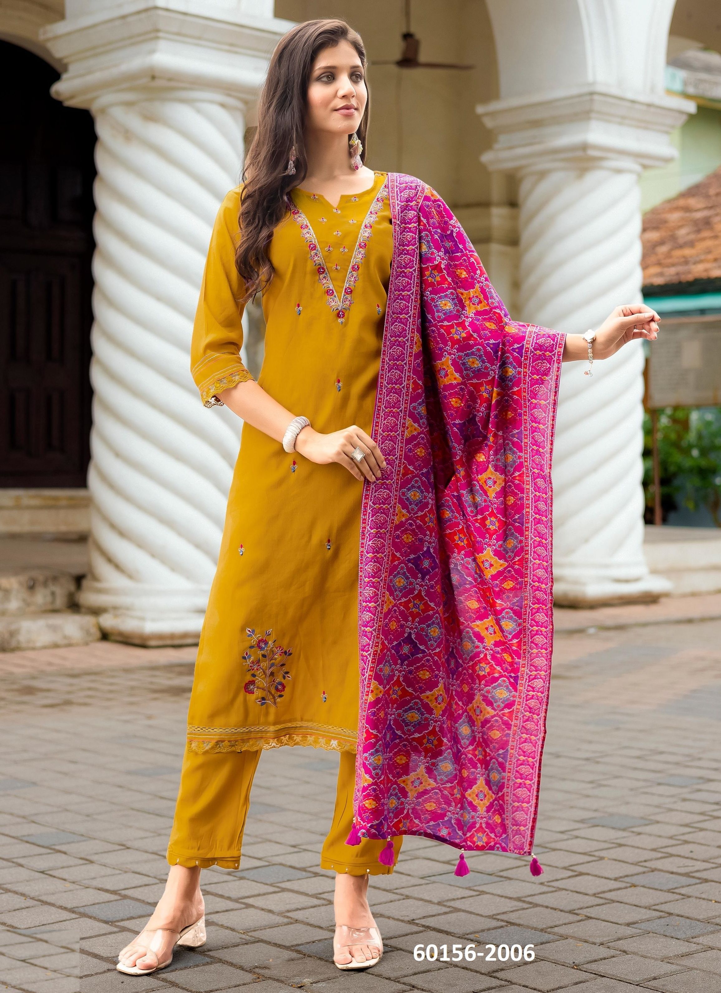 SAHIYAR 2 - Catalog # 60156 (Set of 4 Readymade Salwar Suits) by Brand KADLEE FASHION