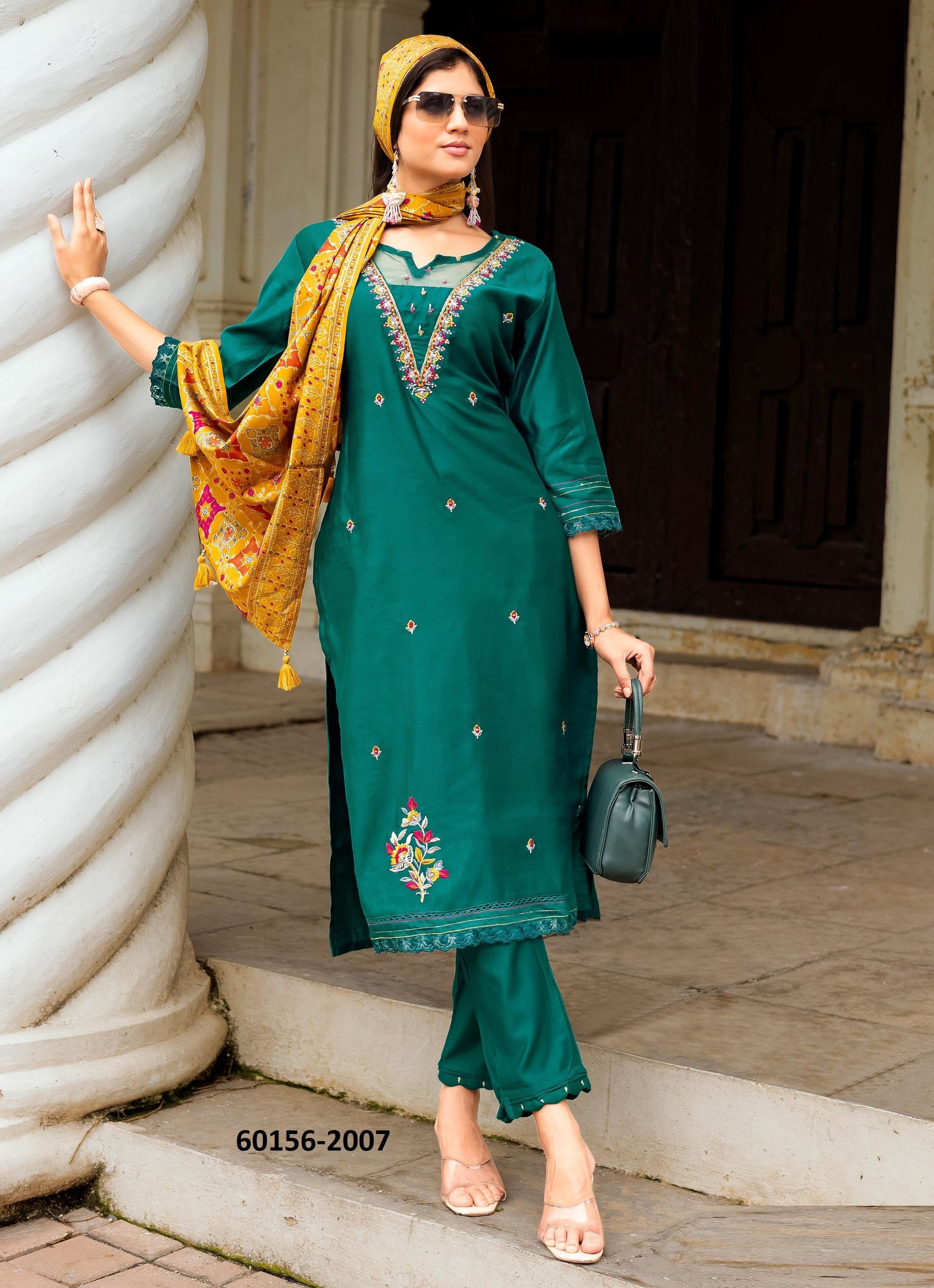 SAHIYAR 2 - Catalog # 60156 (Set of 4 Readymade Salwar Suits) by Brand KADLEE FASHION