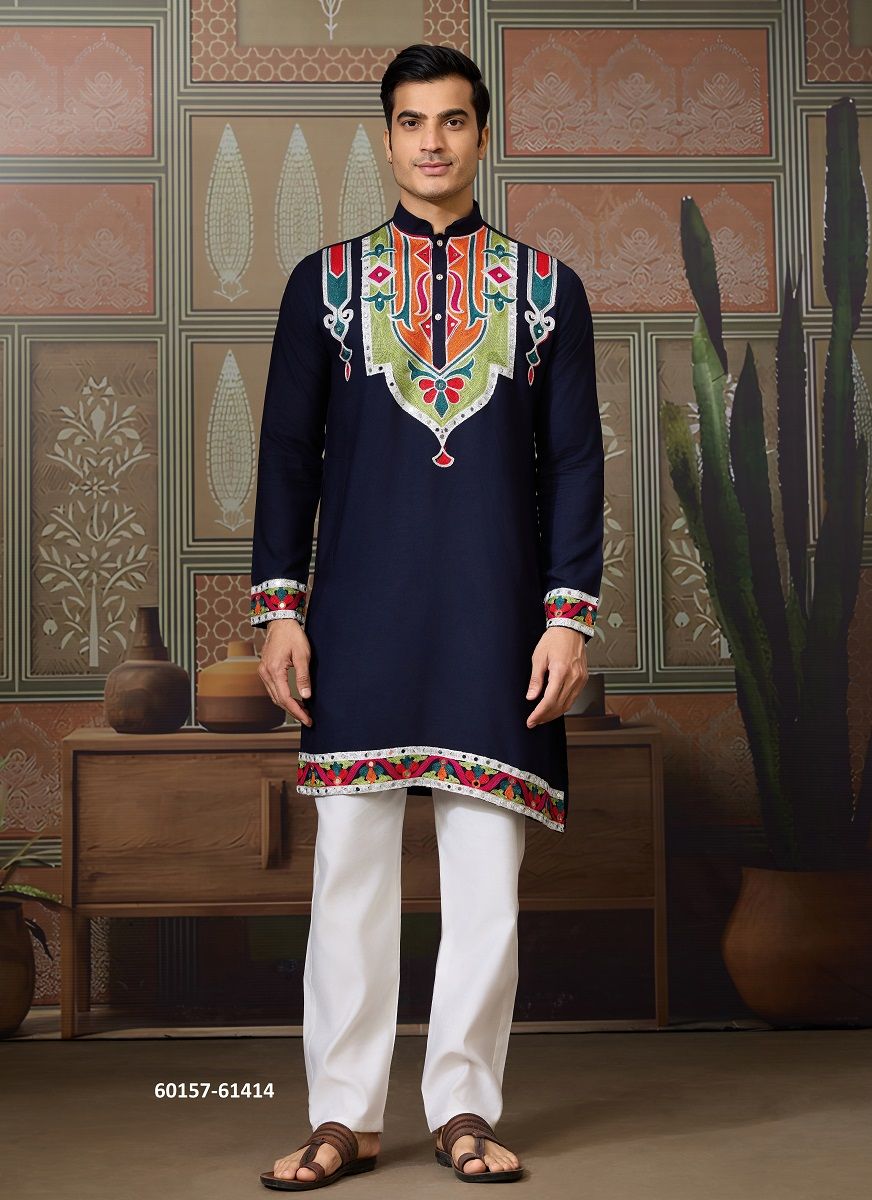 RAJWADI RAAS 4 - Catalog # 60157 (Set of 6 Men's Ethnic Wear) by Brand DESI MUSE