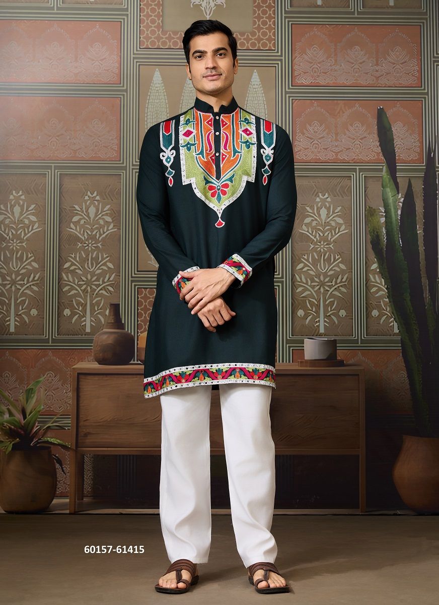 RAJWADI RAAS 4 - Catalog # 60157 (Set of 6 Men's Ethnic Wear) by Brand DESI MUSE