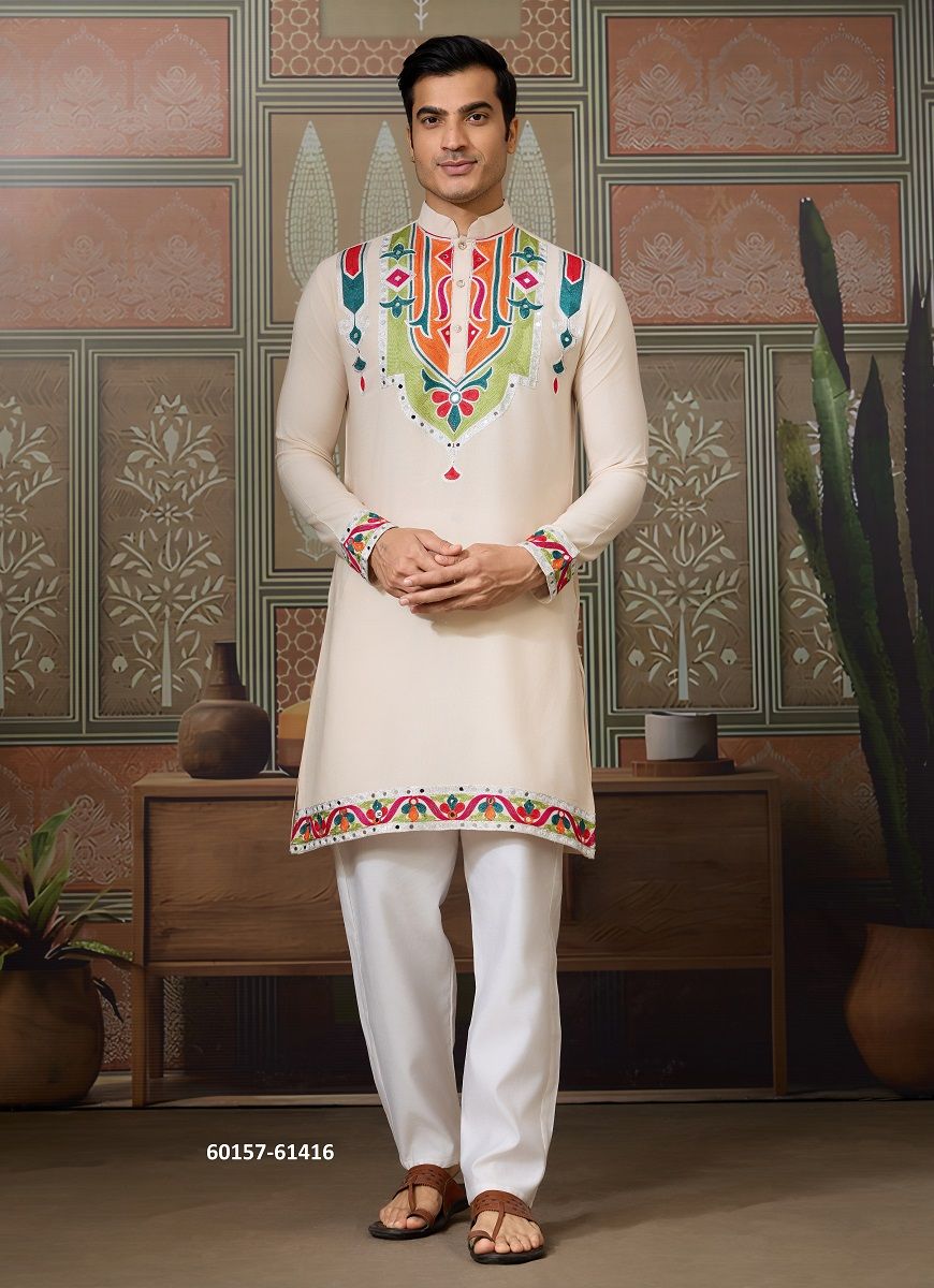 RAJWADI RAAS 4 - Catalog # 60157 (Set of 6 Men's Ethnic Wear) by Brand DESI MUSE