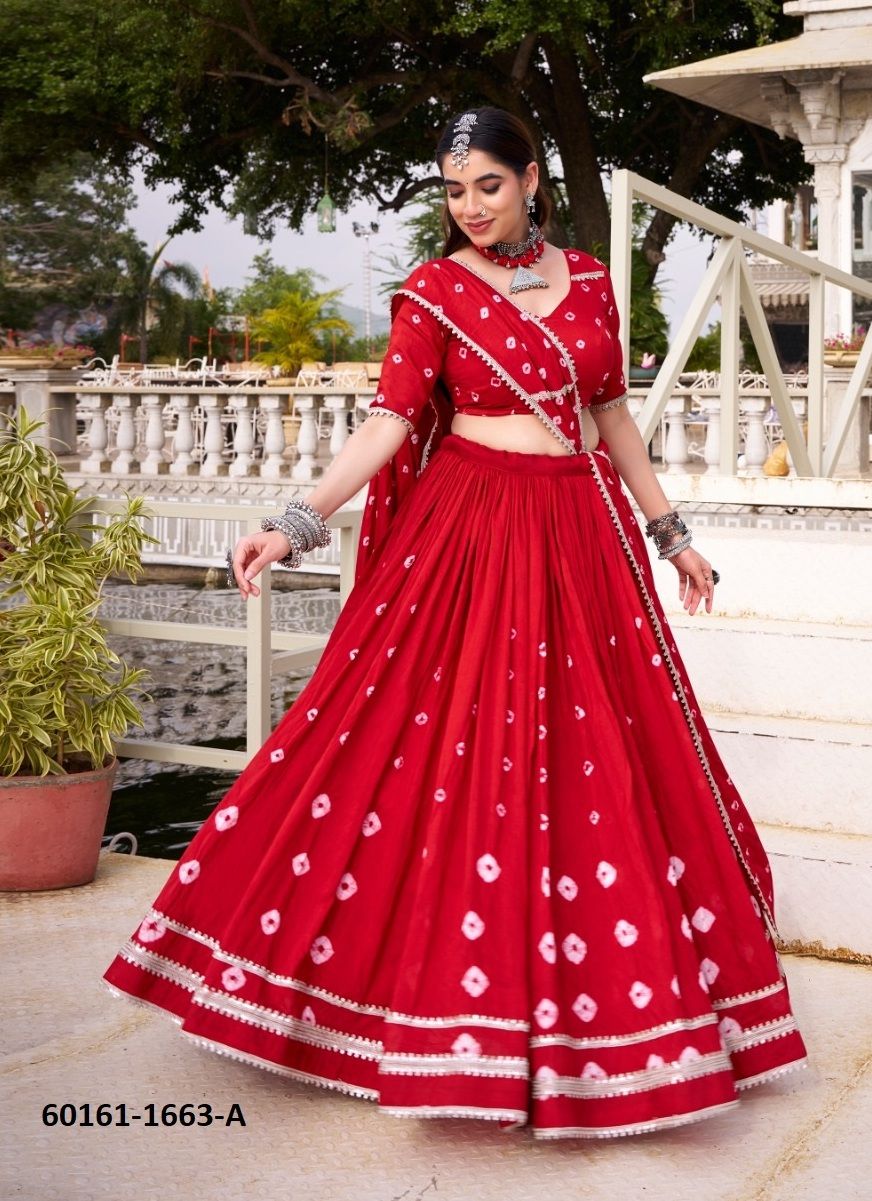 BANDHANI SERIES 1663 - Catalog # 60161 (Set of 2 Readymade Lehengas) by Brand JAGRAASA BANDHANI SERIES 1663 - Catalog # 60161 (Set of 2 Readymade Lehengas) by Brand JAGRAASA