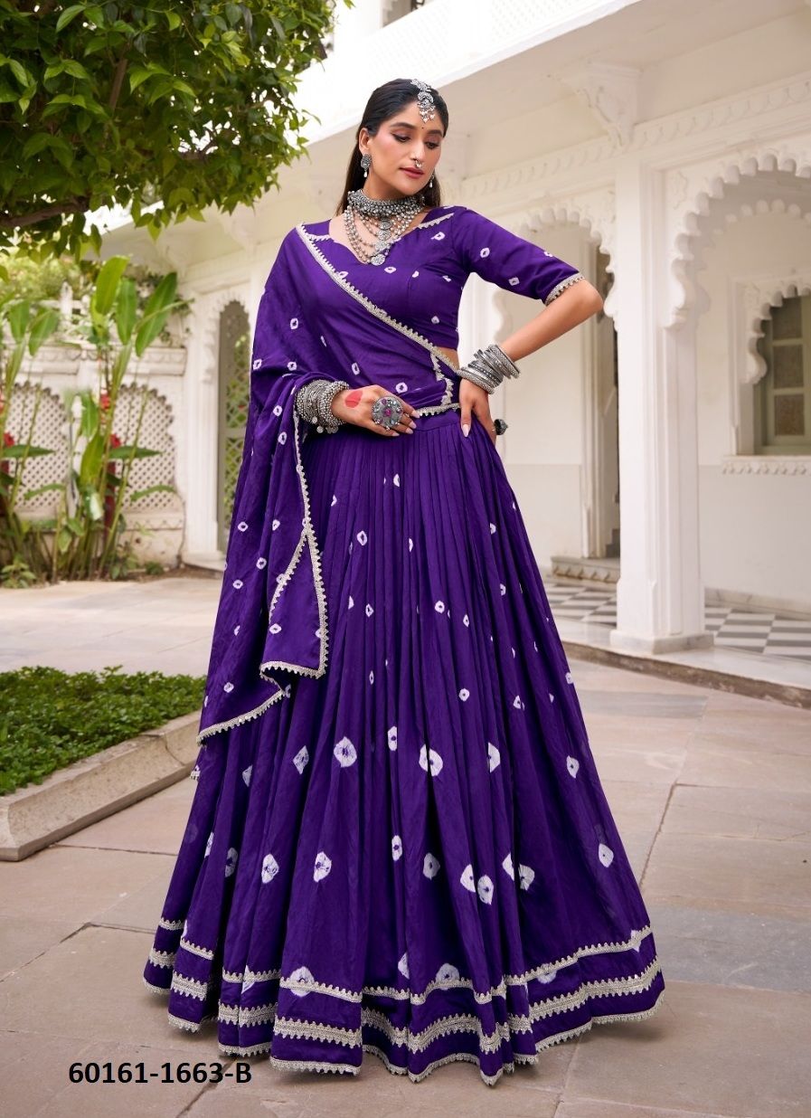 BANDHANI SERIES 1663 - Catalog # 60161 (Set of 2 Readymade Lehengas) by Brand JAGRAASA BANDHANI SERIES 1663 - Catalog # 60161 (Set of 2 Readymade Lehengas) by Brand JAGRAASA