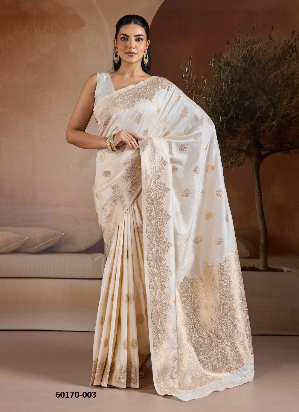 KARNAL CUTWORK - Catalog # 60170 (Set of 6 Sarees) by Brand RAJTEX FABRICS