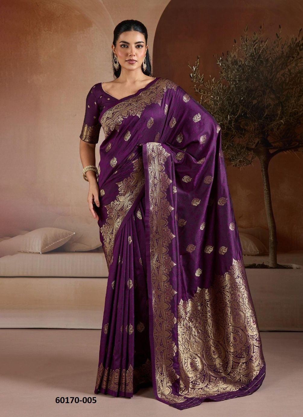 KARNAL CUTWORK - Catalog # 60170 (Set of 6 Sarees) by Brand RAJTEX FABRICS