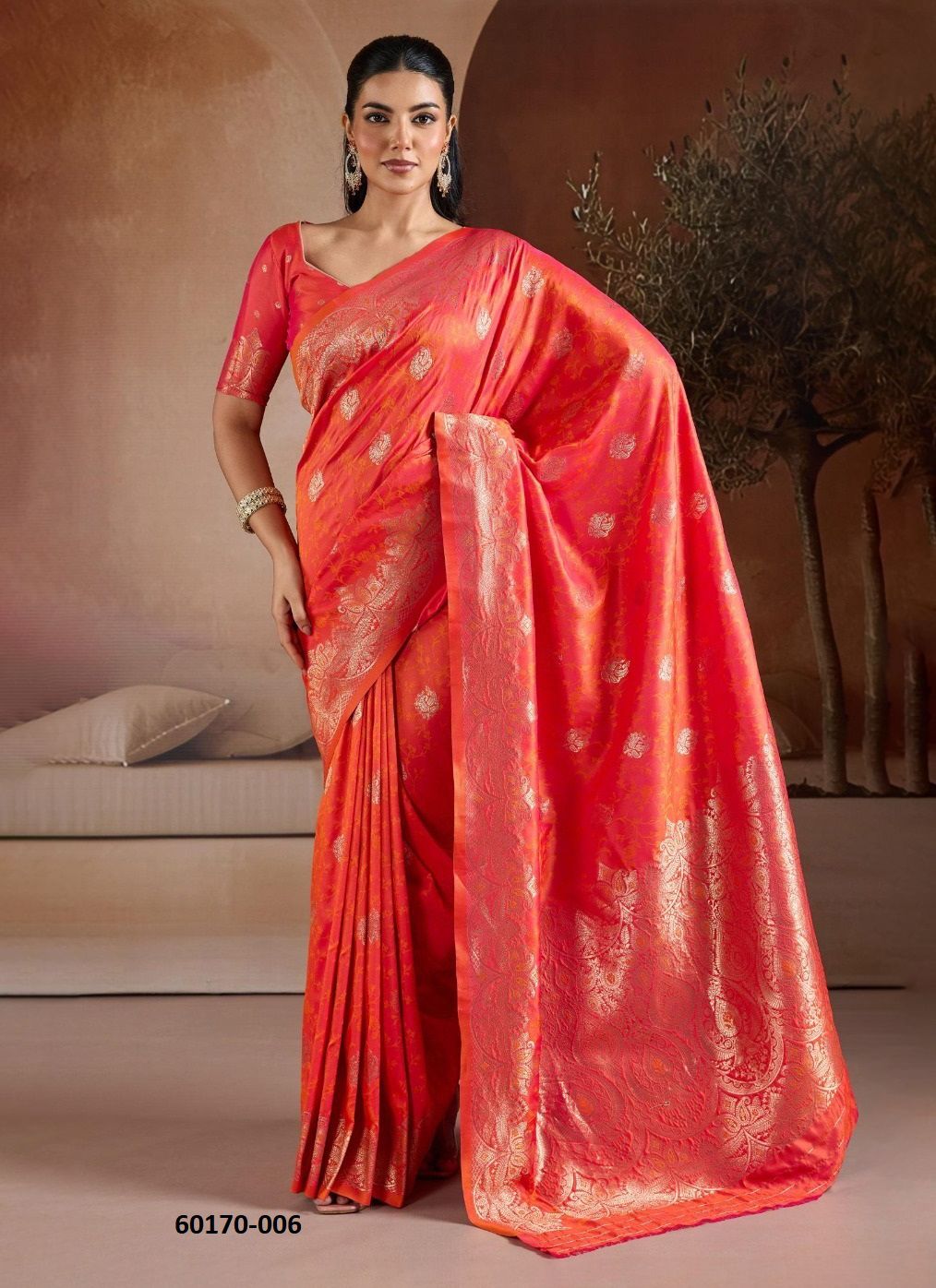 KARNAL CUTWORK - Catalog # 60170 (Set of 6 Sarees) by Brand RAJTEX FABRICS
