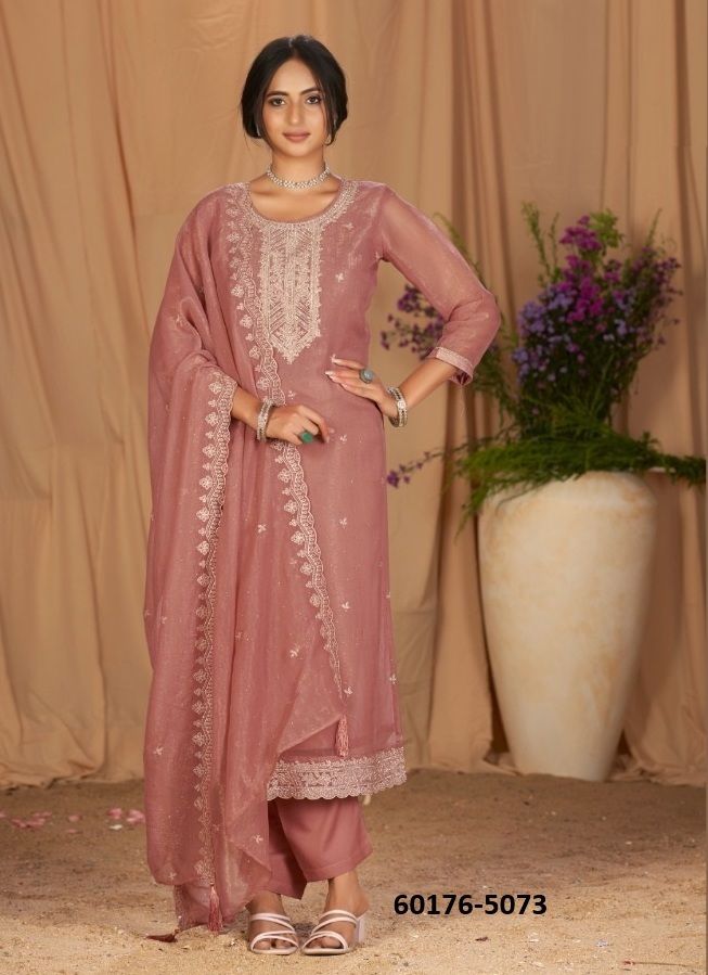 ENOCH - Catalog # 60176 (Set of 4 Semi-Stitched / Un-Stitched Suits) by Brand FOUR DOTS