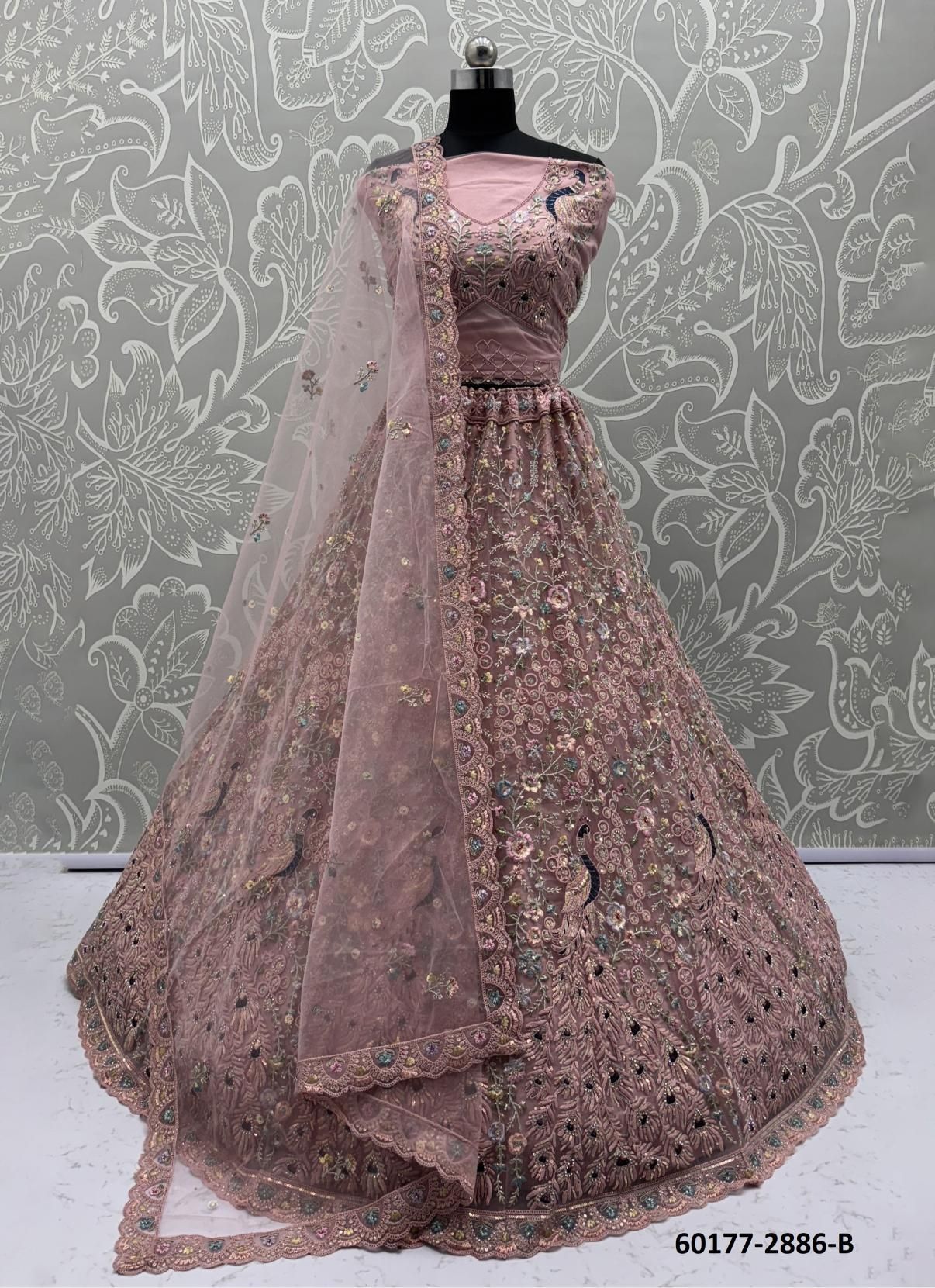 SERIES 2886 - Catalog # 60177 (Set of 22 Semi-Stitched Lehengas) by Brand JAGRAASA