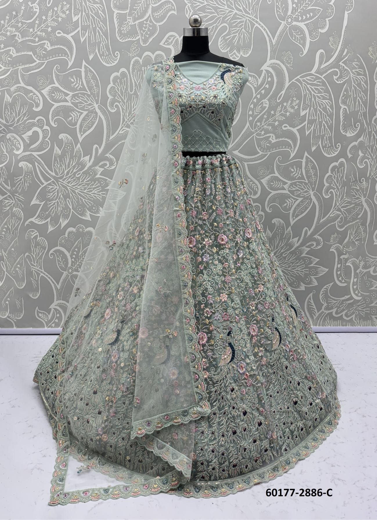 SERIES 2886 - Catalog # 60177 (Set of 22 Semi-Stitched Lehengas) by Brand JAGRAASA